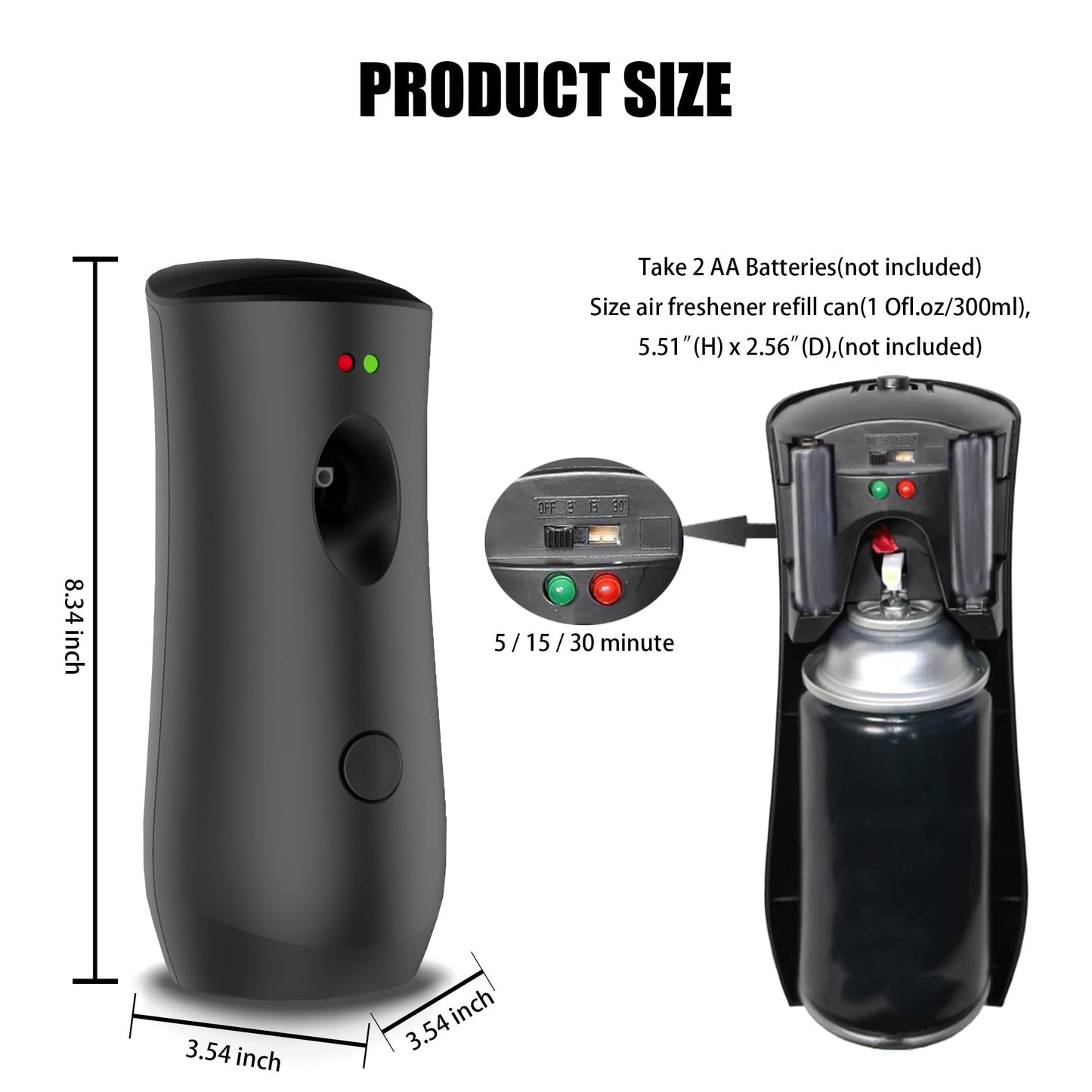 (4-Pack) Auto Air Freshener Spray Dispenser Free Stand or Wall Mounted Automatic Aerosol Aroma Machines are Widely Used in Hotels, Bedrooms, Airports, Bathrooms, Offices, Commercial Places (Black 001)