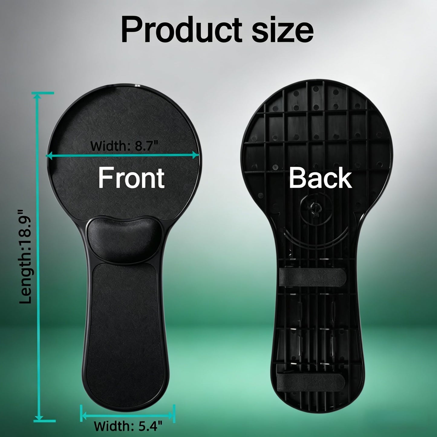 Pxoerzy Ergonomic Adjustable Chair Arm Rest Mouse Pad with Wrist Cushion,Mouse Extension Platform Tray with Anti-Fall Baffle, Chair Attachment Arm Support with Straps (Black)