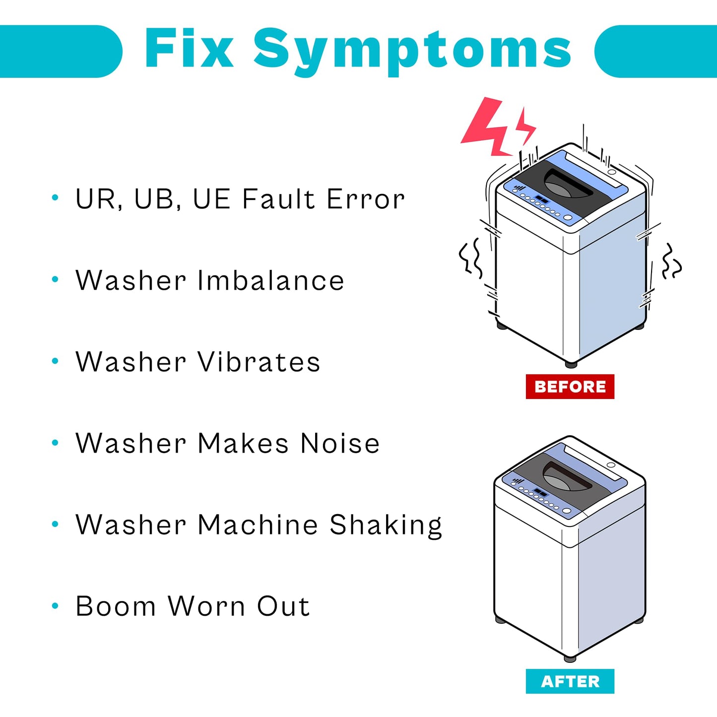 【Upgraded】DC97-16350T WA45M7050AW/A4 WA50R5400AV/US Suspension Rods for Samsung Top Load Washer | Fits WA50R5200AW/US WA45T3200AW/A4 WA45N3050AW/A4 | Replaces DC97-16350U DC97-16350S 10-Year Warranty