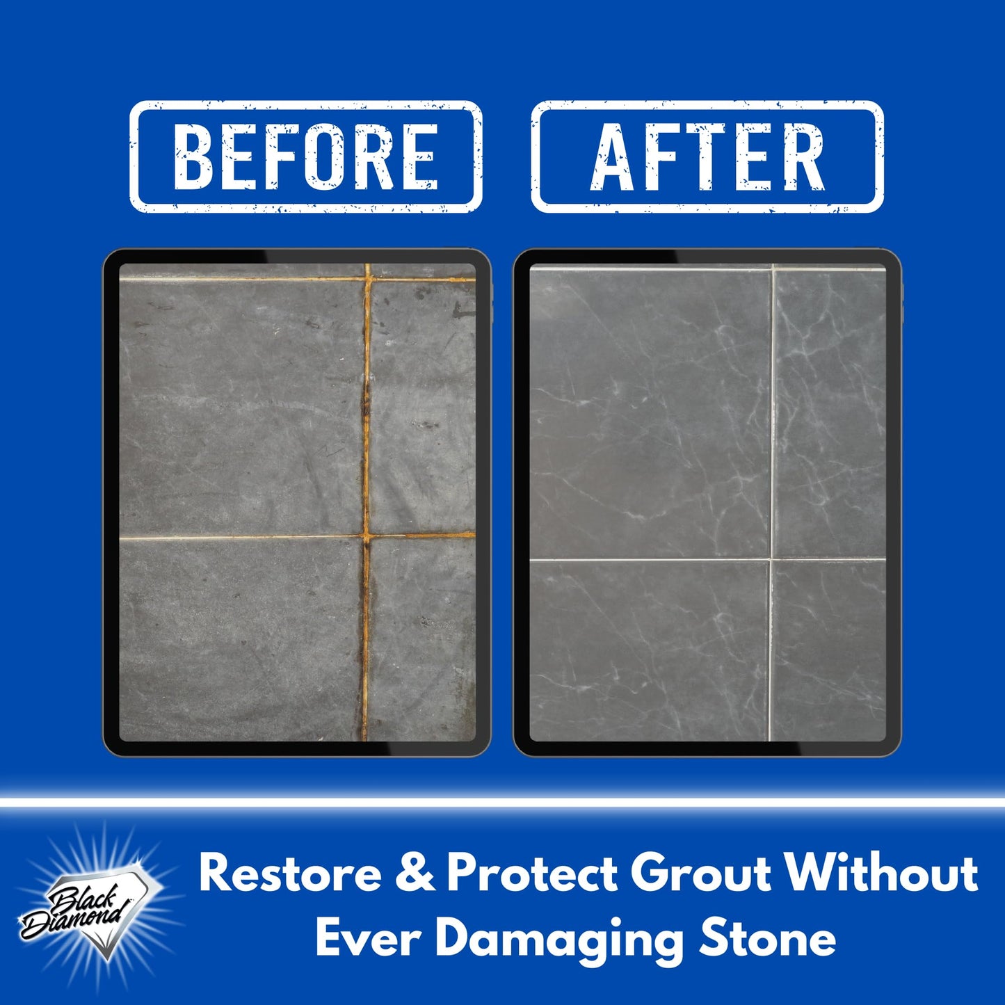 Black Diamond Ultimate Grout Cleaner: Best Cleaner for Tile, Ceramic, Porcelain, Marble Acid-Free Safe Deep Cleaner & Stain Remover for Even The Dirtiest Grout (1-Gallon)