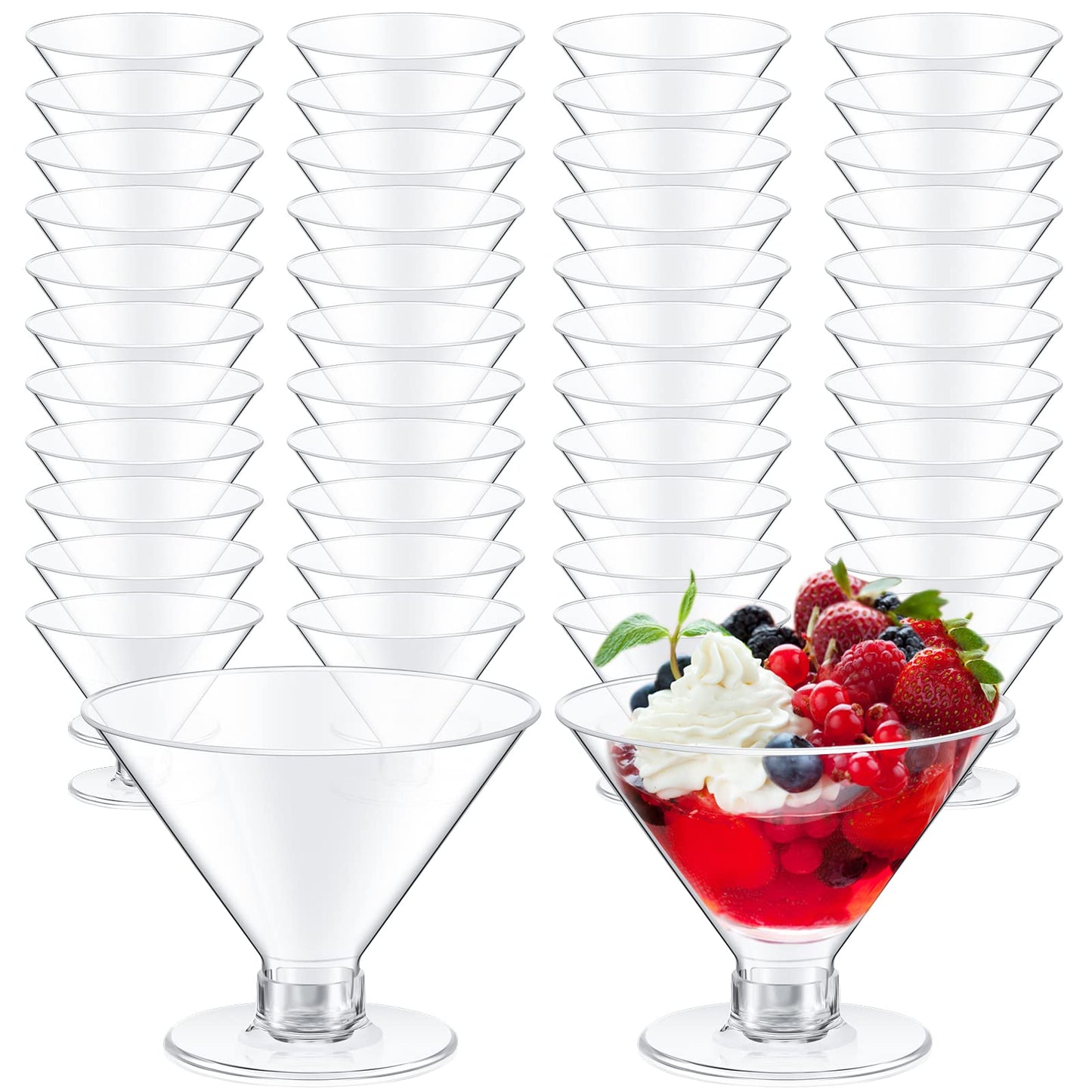 Yinkin 150 Pcs Plastic Martini Glasses Disposable Clear Cocktail Dessert Parfait Glasses Unbreakable Mini Martini Cups for Wedding Party Bowl Wine Ice Cream (5 oz)