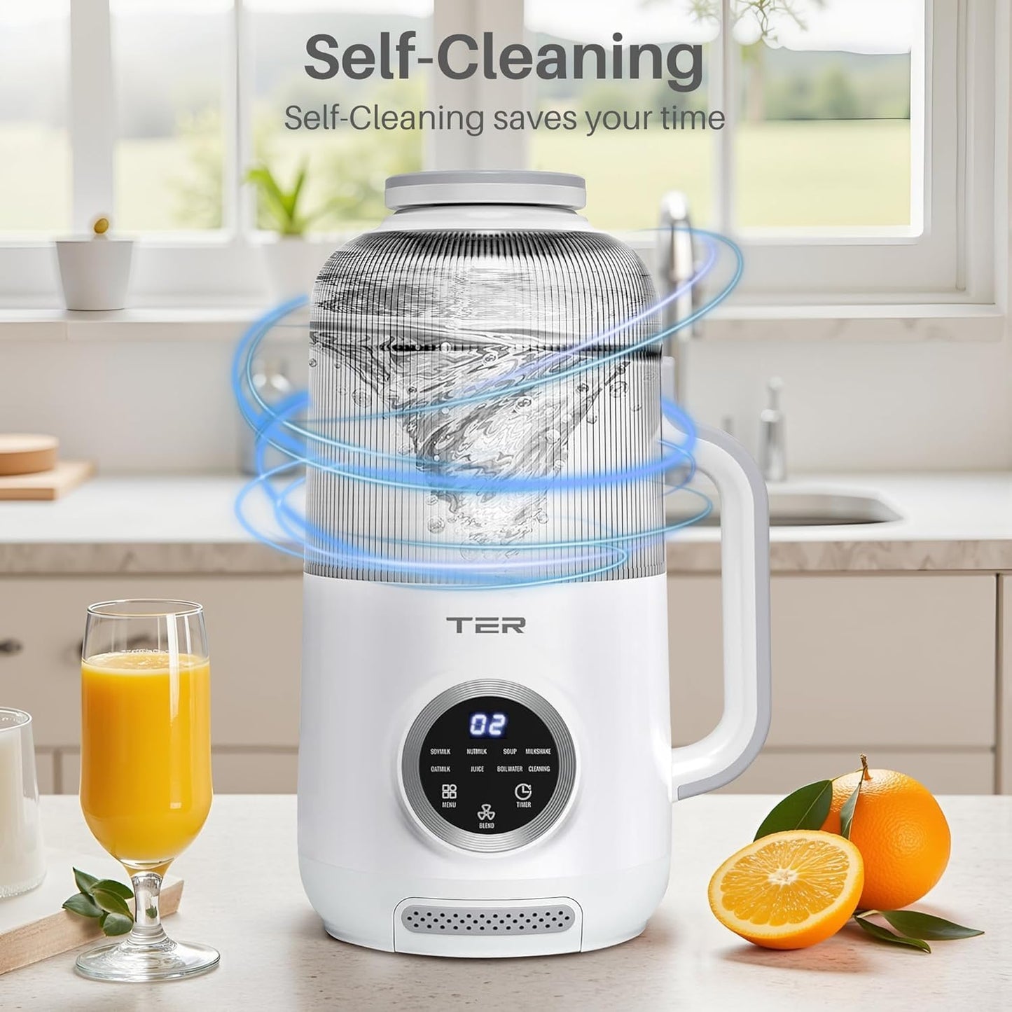 40oz Nut Milk Maker Machine, 10 in 1 Automatic Soy Milk Maker for Homemade Almond, Oat, Soy, Plant-Based Soybean Machine with Delay Start, Keep Warm, Boil Water, Self Cleaning, Quiet Blender, White