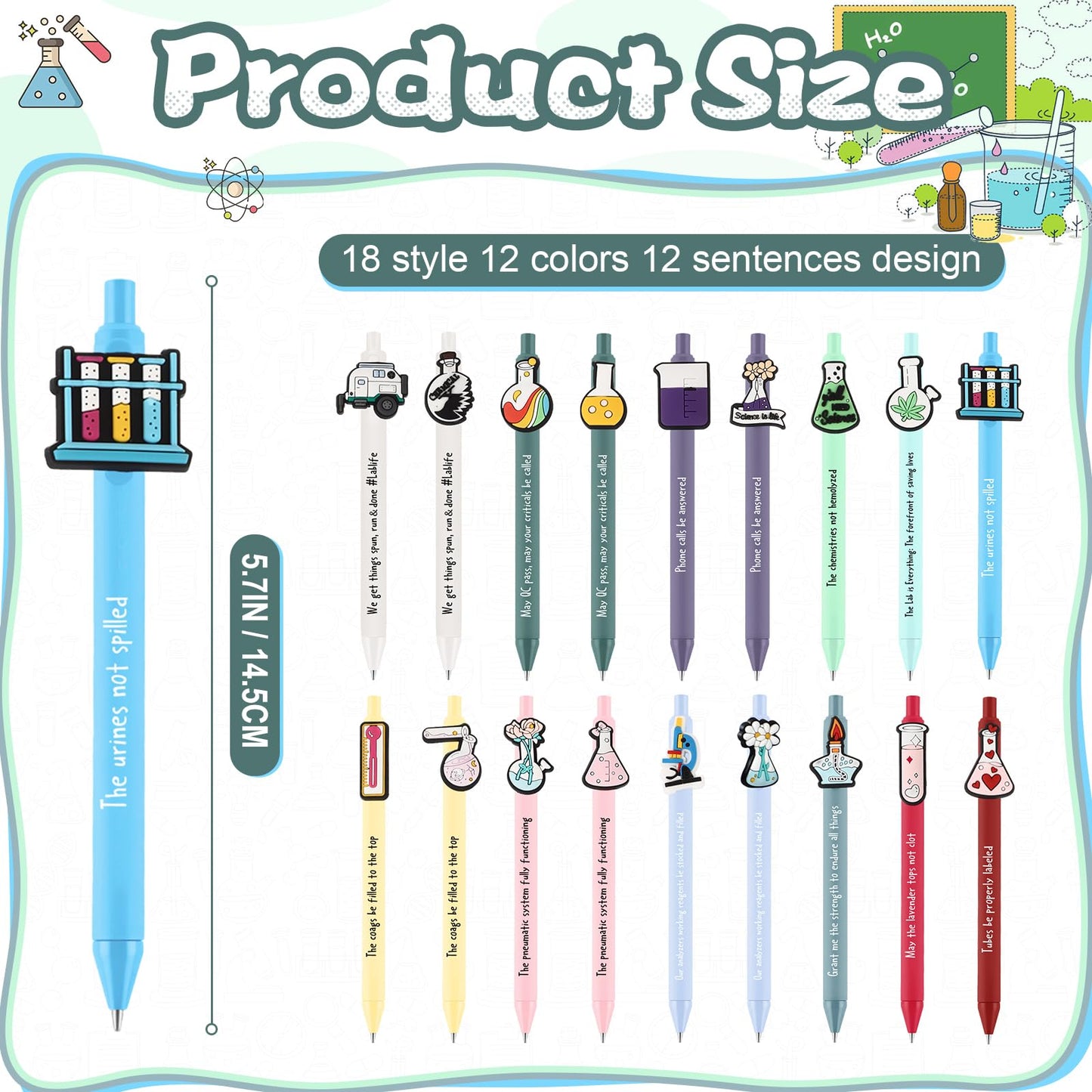 Sayglossy 48 Pcs Lab Week 2026 Science Gifts Black Ink Retractable Ballpoint Pens Science Birthday Party Decorations Chemistry Laboratory Gifts