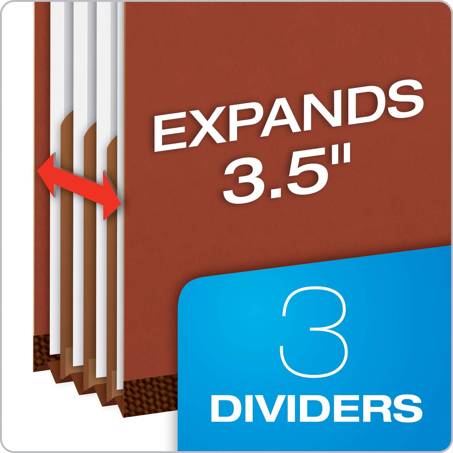 Pendaflex Pressboard Classification File Folders, 3 Dividers, 2" Embedded Fasteners, 2/5 Tab Cut, Letter Size, Red, Box of 10 (1357R)