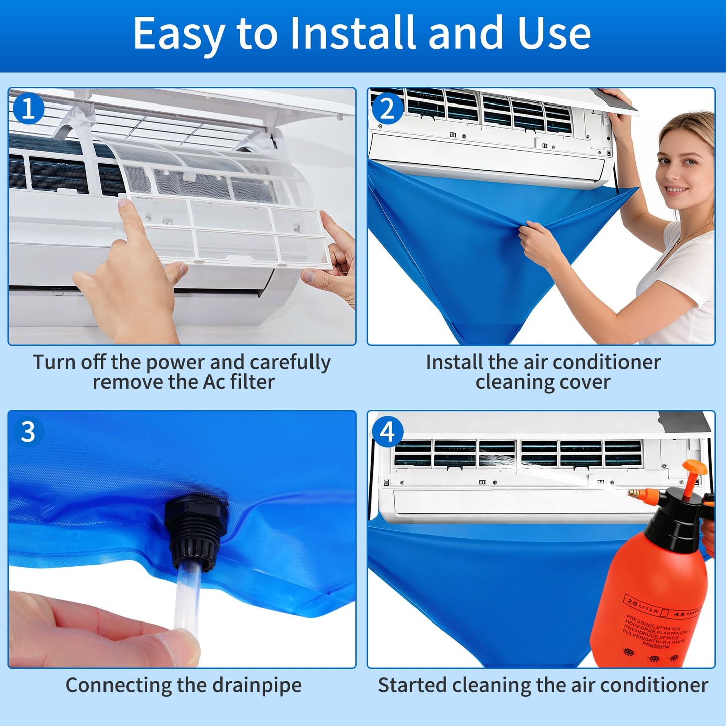 GXFEY Mini Split Cleaning Kit for Air Conditioner,Wall Mounted Air Conditioner Cleaning Tools Waterproof Cover (11pcs)