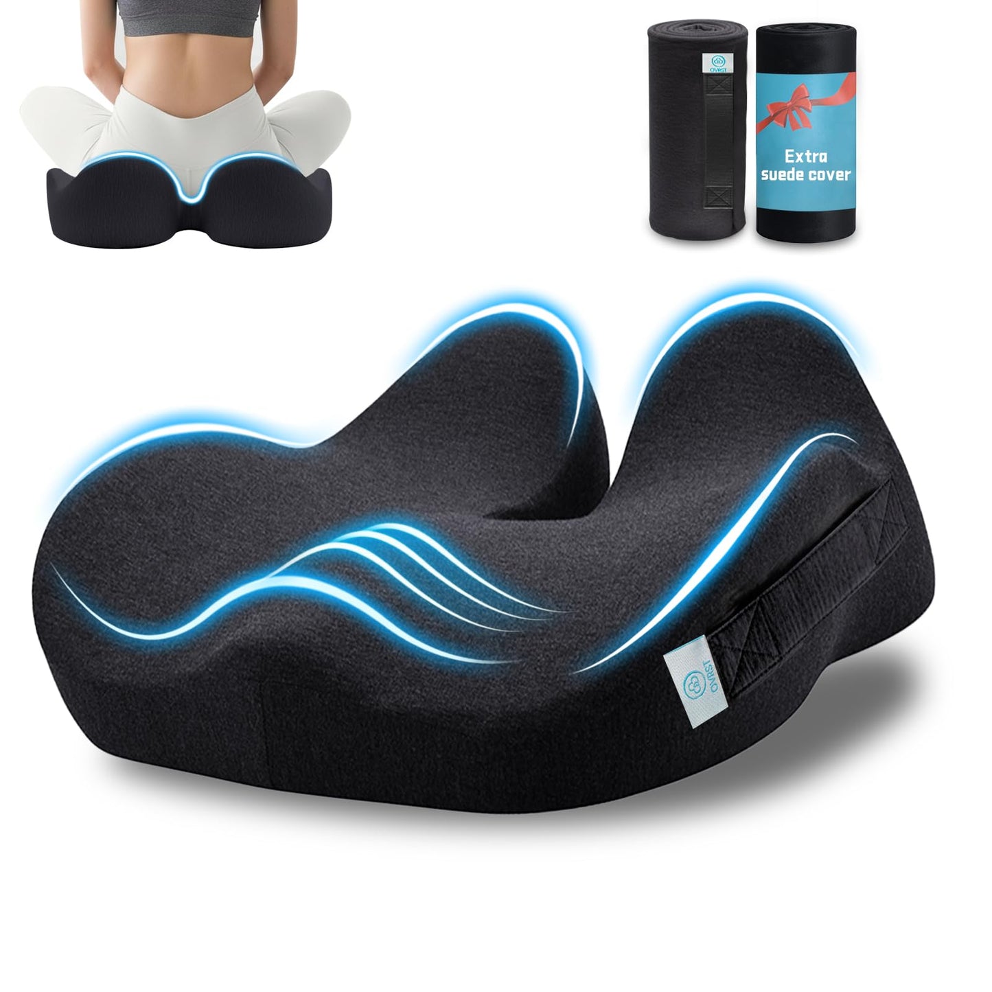 OVRST Memory Foam Seat Cushion，Ergonomic Office Chair Cushion，Coccyx Cushion for Tailbone Pain Relief Butt Pillow for Long Sitting，Suitable for Gaming Chair Car Seat Wheelchair