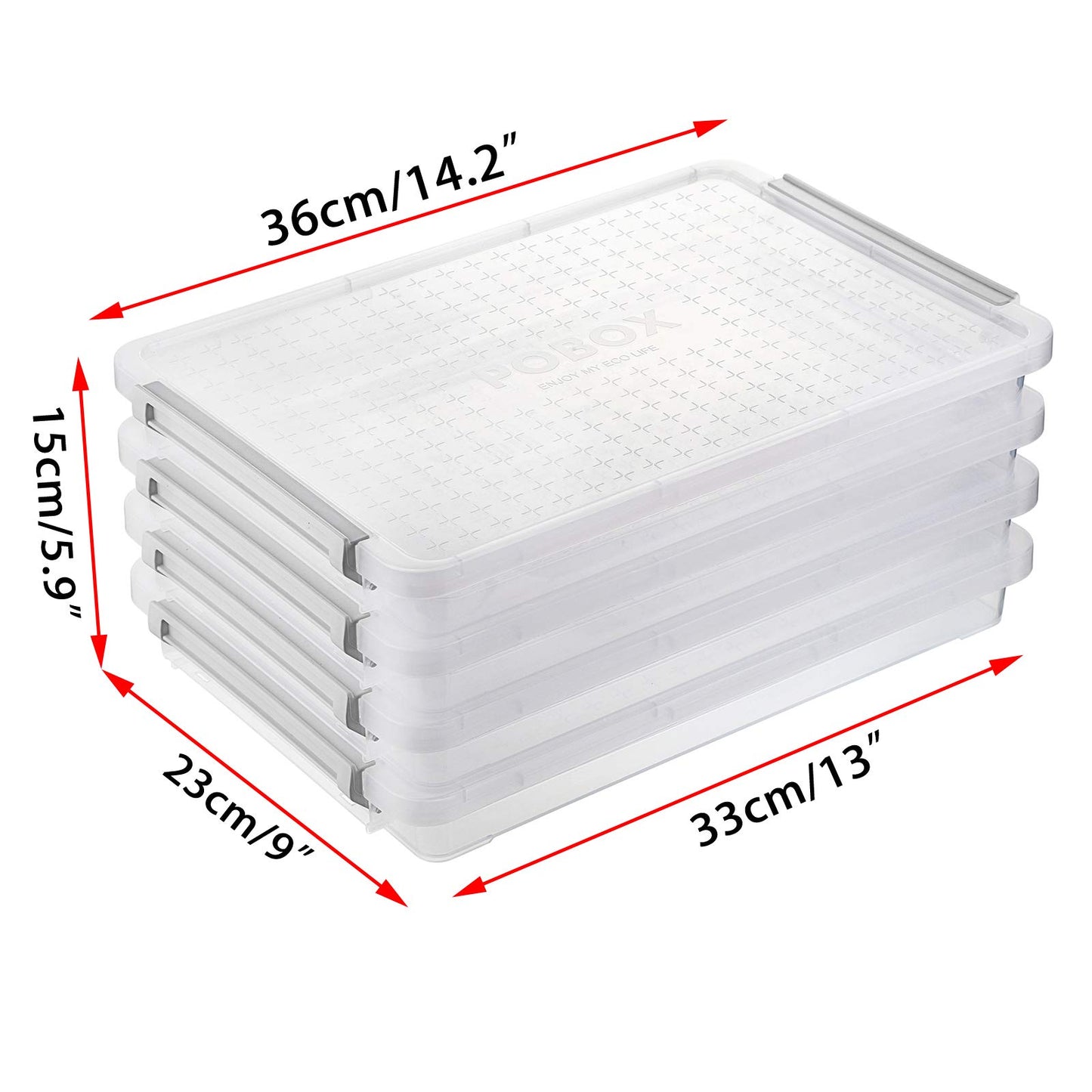 BTSKY 4 Pack A4 Plus Clear Plastic Stackable Storage Box Desk Paper Magazine Container with Buckle, Office Supplies Accessories File Protector Case Organizer, Portable Project Case Document Holders