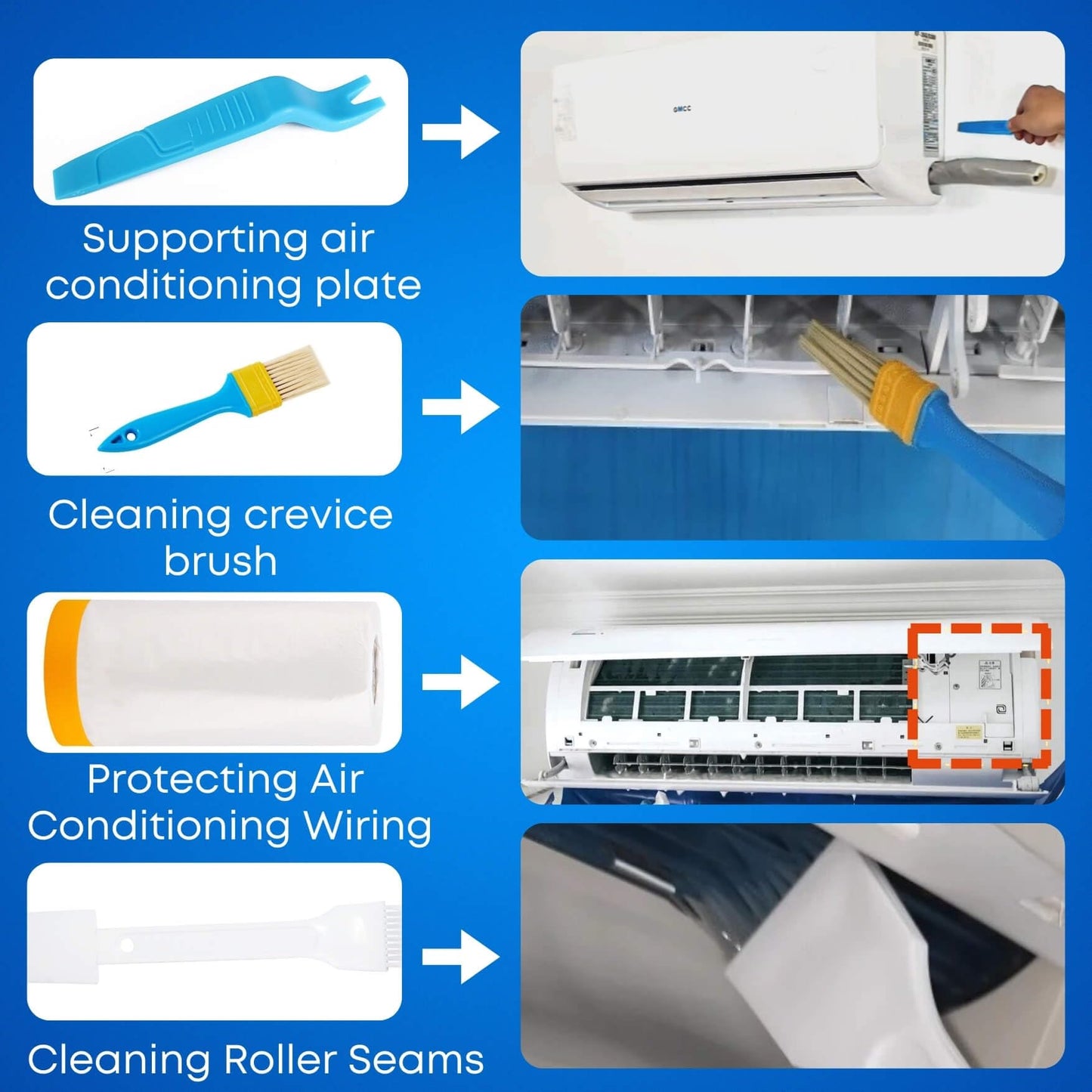 Oiktylr 18pcs Mini Split Cleaning Kit Bag, Waterproof AC Cleaning Cover with Storage Bag, PVC Air Conditioner Cleaning Bib with 2L Pressure Sprayer, HVAC Minisplit Cleaning Kit (Large)