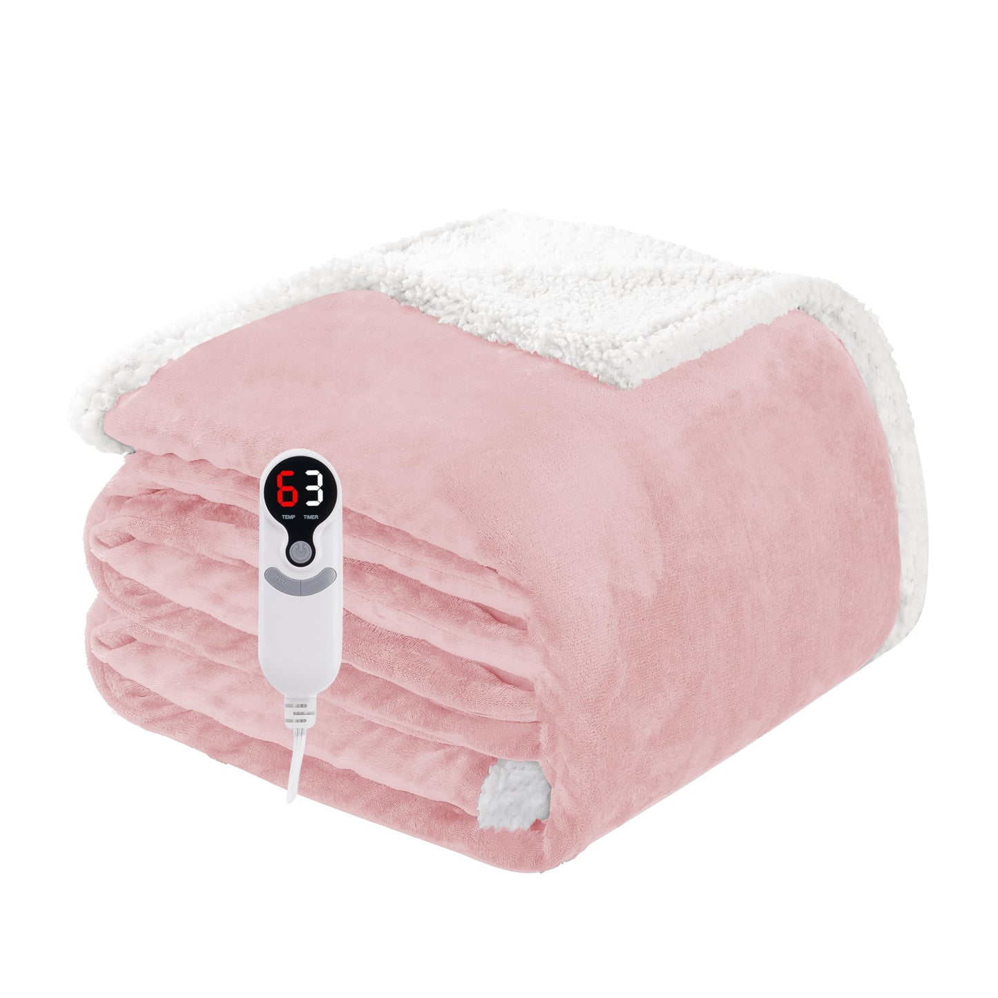 Electric Heated Blanket Full Size 72"x84", Soft Flannel with Overheat Protection, 9 Adjustable Heat Settings & 10-Hour Auto-Off Timer, Fast Heating for Winter Comfort, for Couch & Bed, Pink