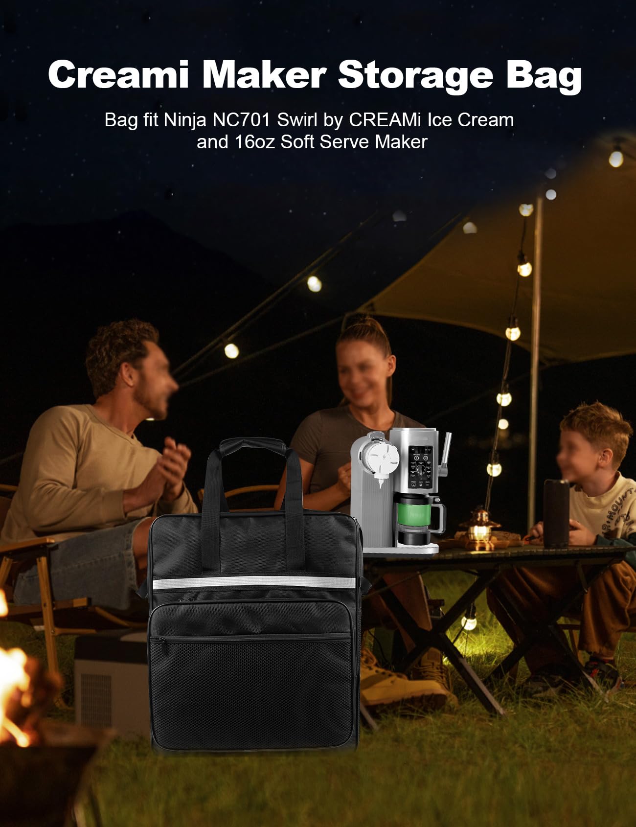 EiiJugaloo Ice Cream Machine Carrying Bag Sorbet Maker Travel Case Heat-Resistant Waterproof Oxford Cloth Storage Bag for Ninja NC701 Swirl by CREAMi Ice Cream and 16oz Soft Serve Maker
