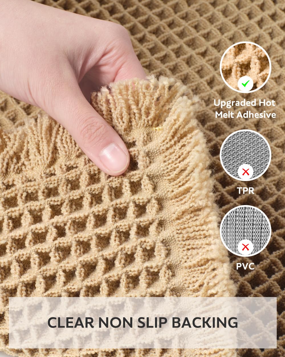 tchdio Waffle Bath Mat-Runner Rug, Super Absorbent Non Slip Bath Mats for BathroomMachine Washable Long Rugs with Tassels, Bath Rugs for Bathroom Floor Beside Tub, 2' x 5', Brown