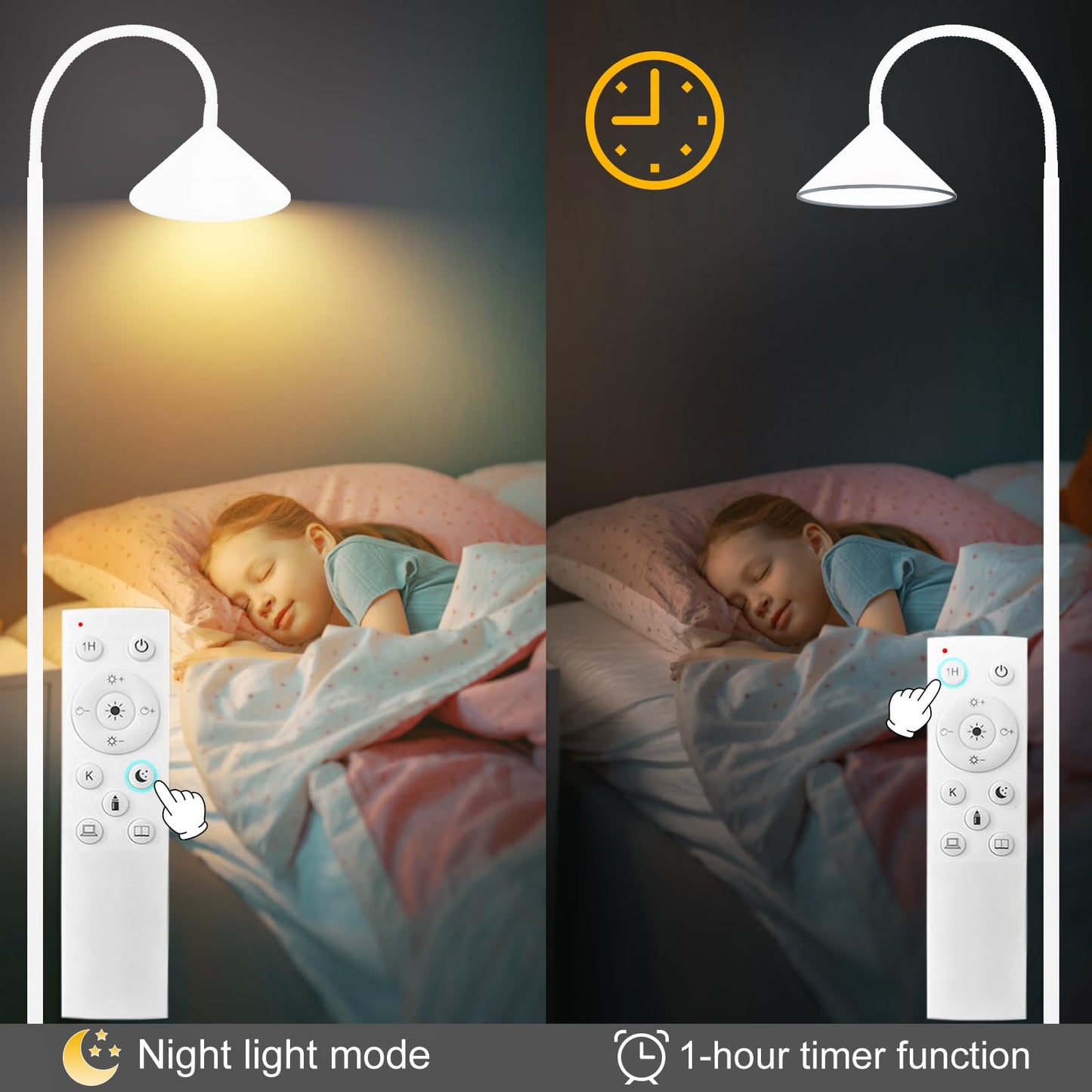 mukuxin LED Floor Lamp, 18W Floor Lamp with Remote & Touch Control, 2700K-6500K Adjustable Eye Caring Standing Light for Living Room, Bedroom, Office
