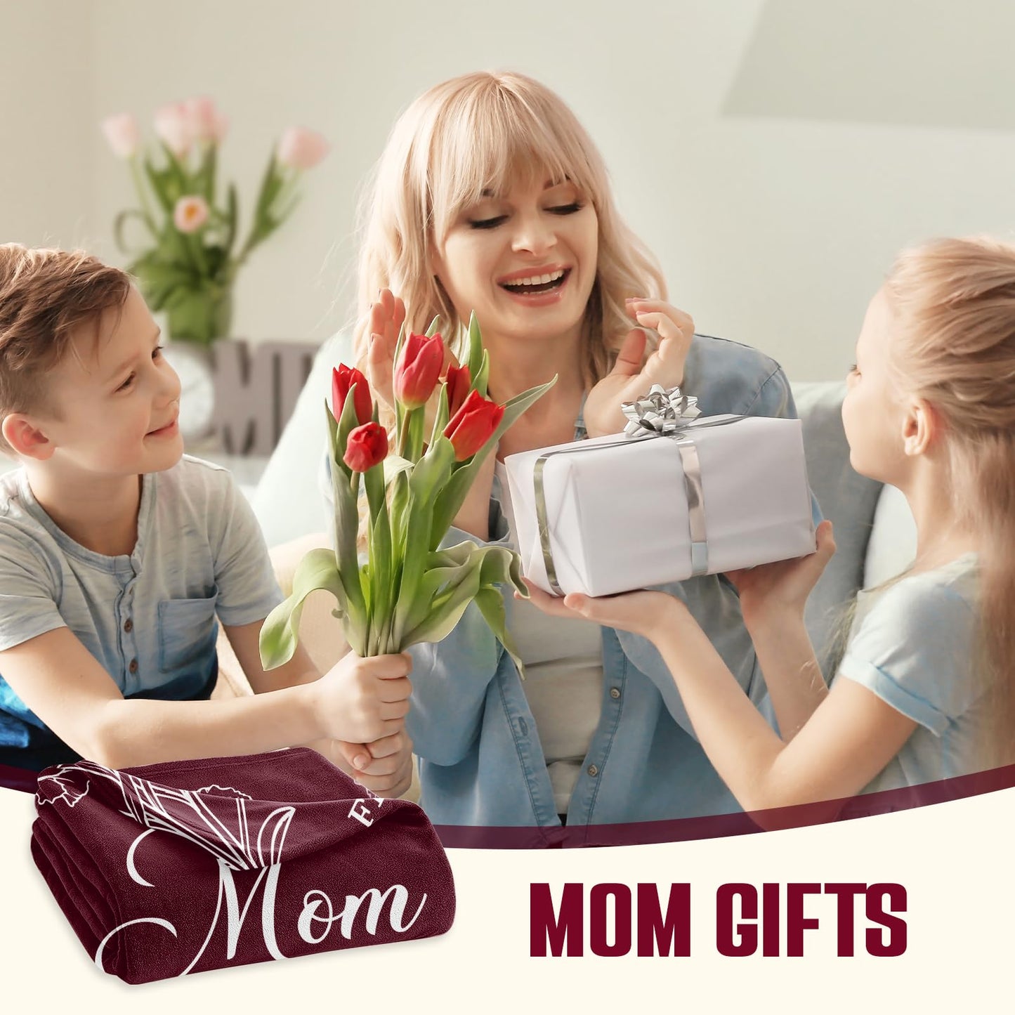 VHIKMLY Gifts for Mom, Mom Birthday Gifts Blanket, Moms Gift from Daughter Son, Best Moms Blanket 60"x50", Presents for Mother Mommy on Christmas Valentines