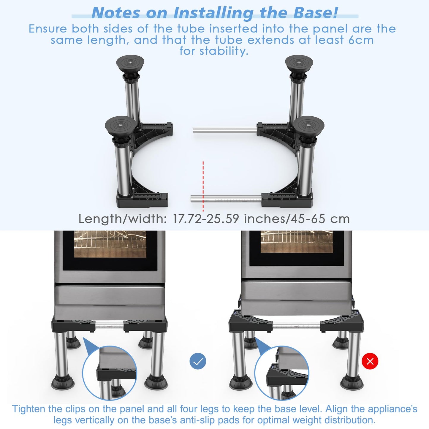 Mini Fridge Stand Height 11.8"-13" Adjustable Refrigerator Washing Machine Stand Base with 4 Strong Feet Heavy Duty Portable Washer Dryer Stand Laundry Pedestal Universal Platform Load 660LB-Black