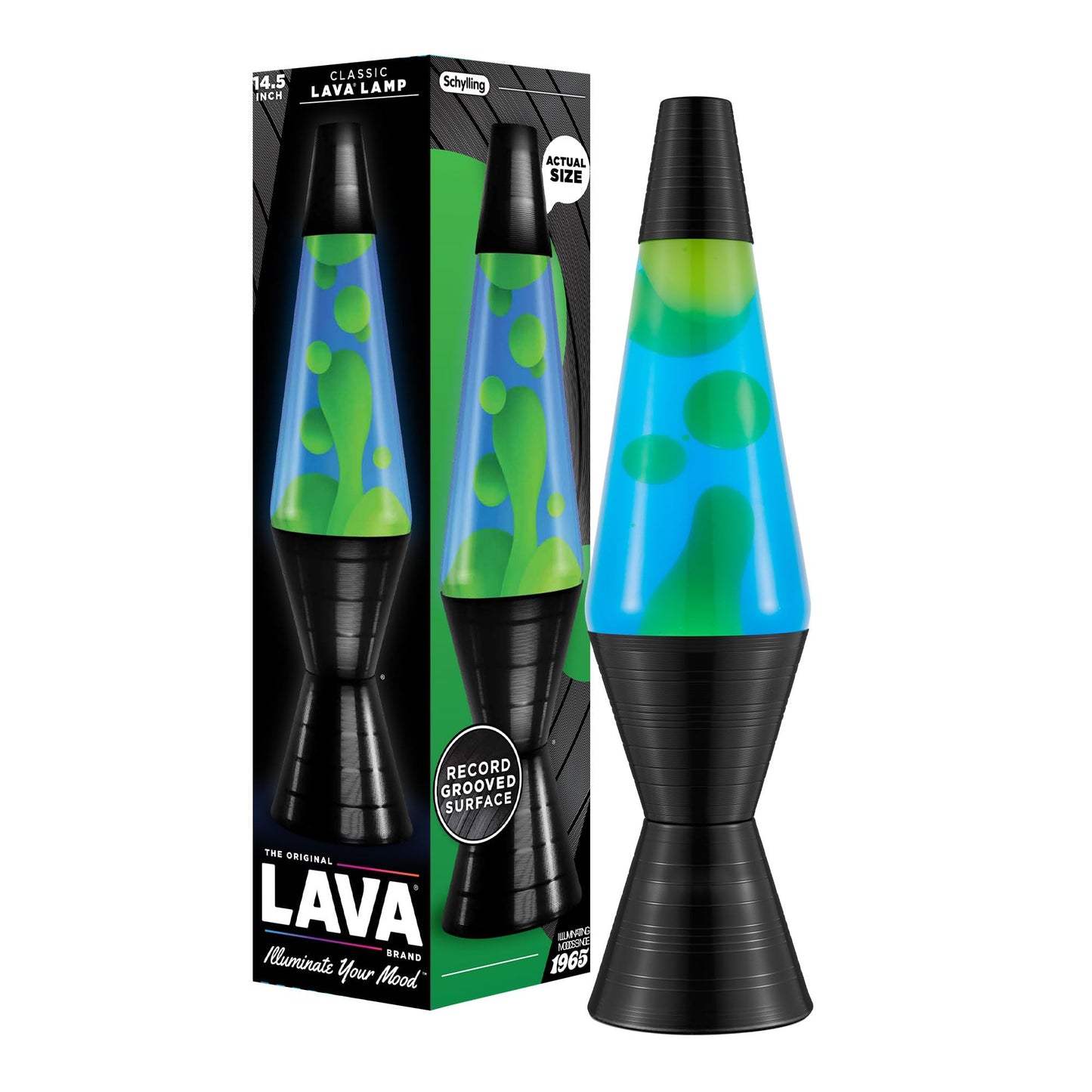 Lava The Original Lamp - 14.5'' Vinyl Record Grooved Base - Classic Liquid Motion Lamp - Yellow and Blue Liquid - Item #2020 (Amazon Exclusive)