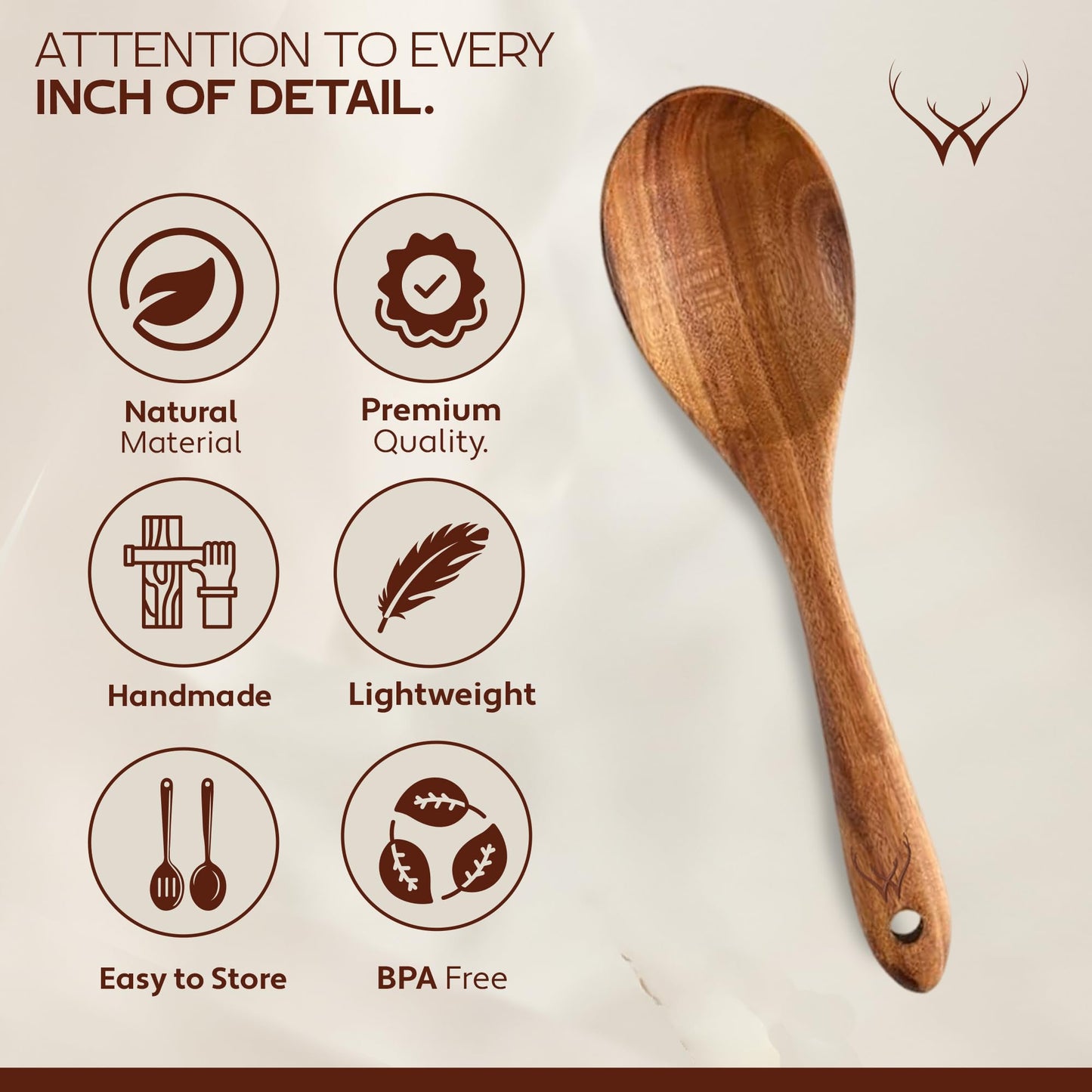 8 Pcs Teak Wooden Utensil Set – Premium Wooden Cooking Utensils Set, Natural Wooden Spoons for Cooking - Sturdy Kitchen Utensils & Cooking Spoons for Every Chef