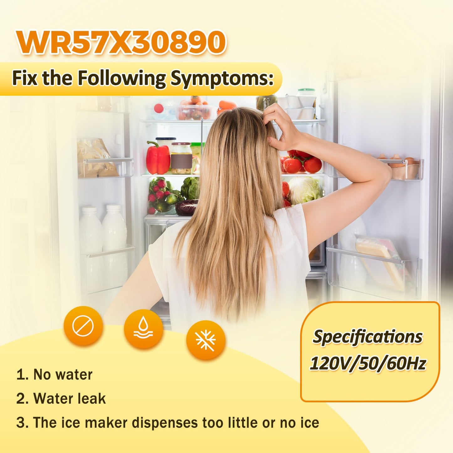 WR57X30890 Refrigerator Water Inlet Valve for GE Haier Hotpoint, Replacement Part WR57X26569 WR57X30891 4960186 AP6891693 PS12727426 EAP12727426