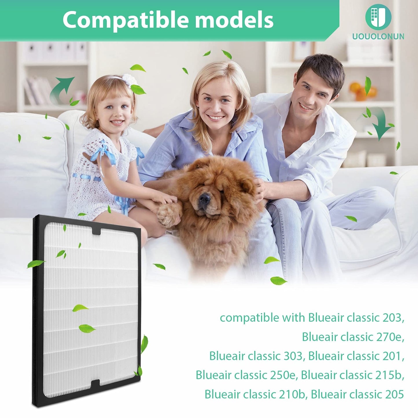 2 Pack 200/300 Replacement Filter for Blueair 200 & 300 series - Compatible with Blueair Classic 203, 270E, 303, 201, 250E, 215B, 210B, 205, 200/300 Series Filters