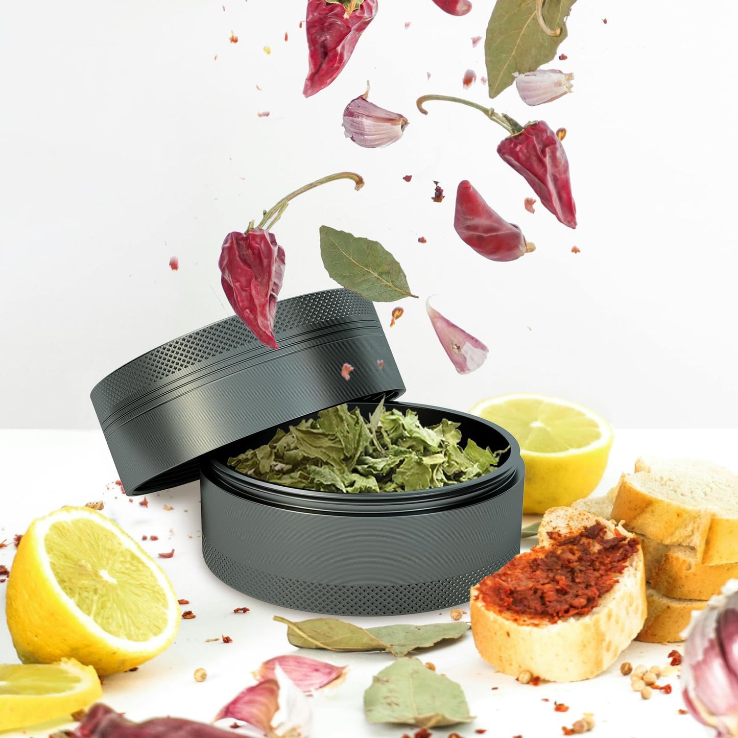 SKROM MYP Grinder, Aluminum Large 3" Spice Grinder (Grey)
