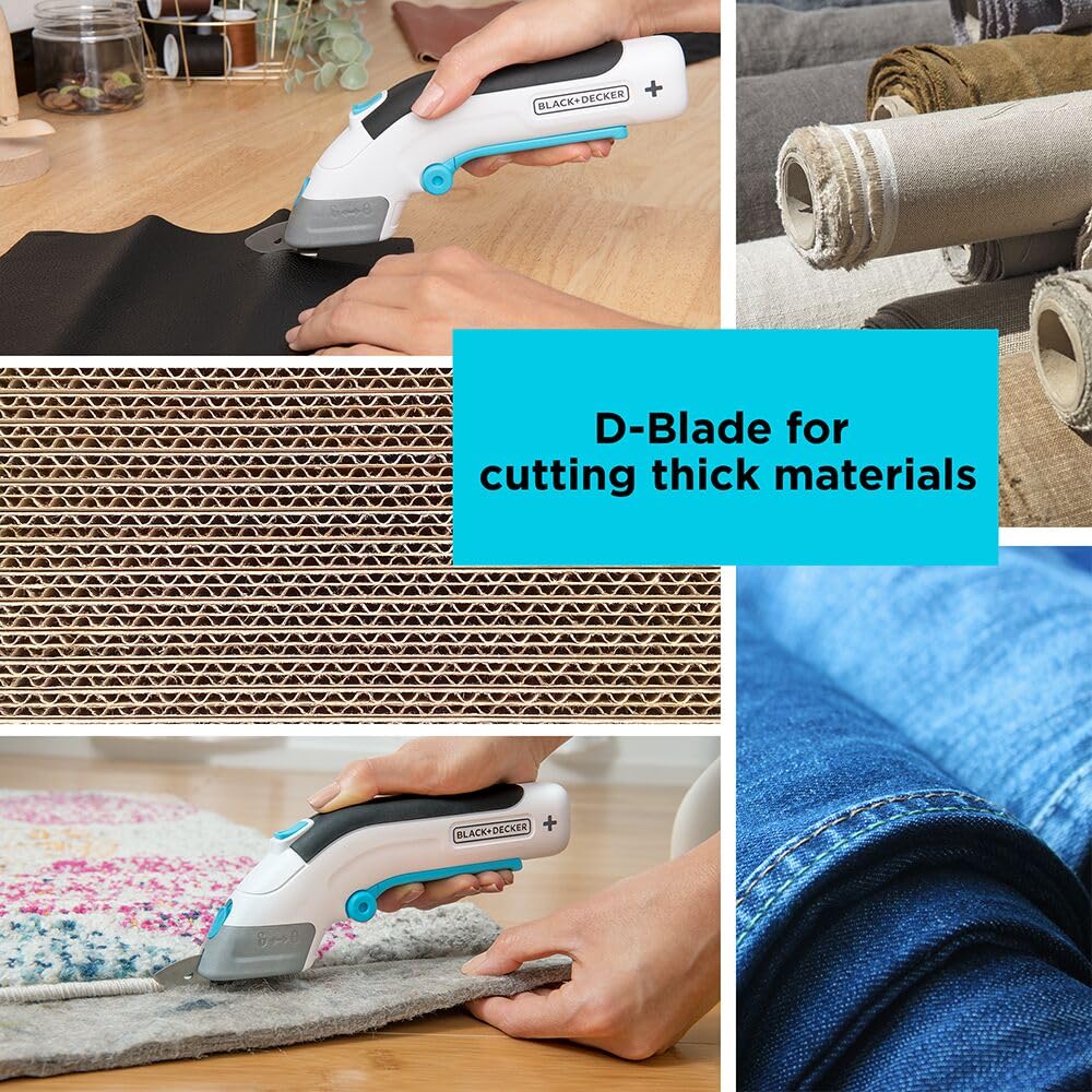 BLACK+DECKER 4V MAX Cordless Electric Fabric Craft Scissors, USB Rechargeable (BCSC115FF)