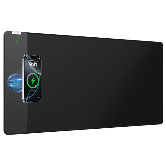 2-in-1 Mouse Pad with Magnetic Wireless Charging for Phone, 31.5"x15.8" Large, Waterproof Smooth Surface, Non-Slip Base, No Adapter, Black