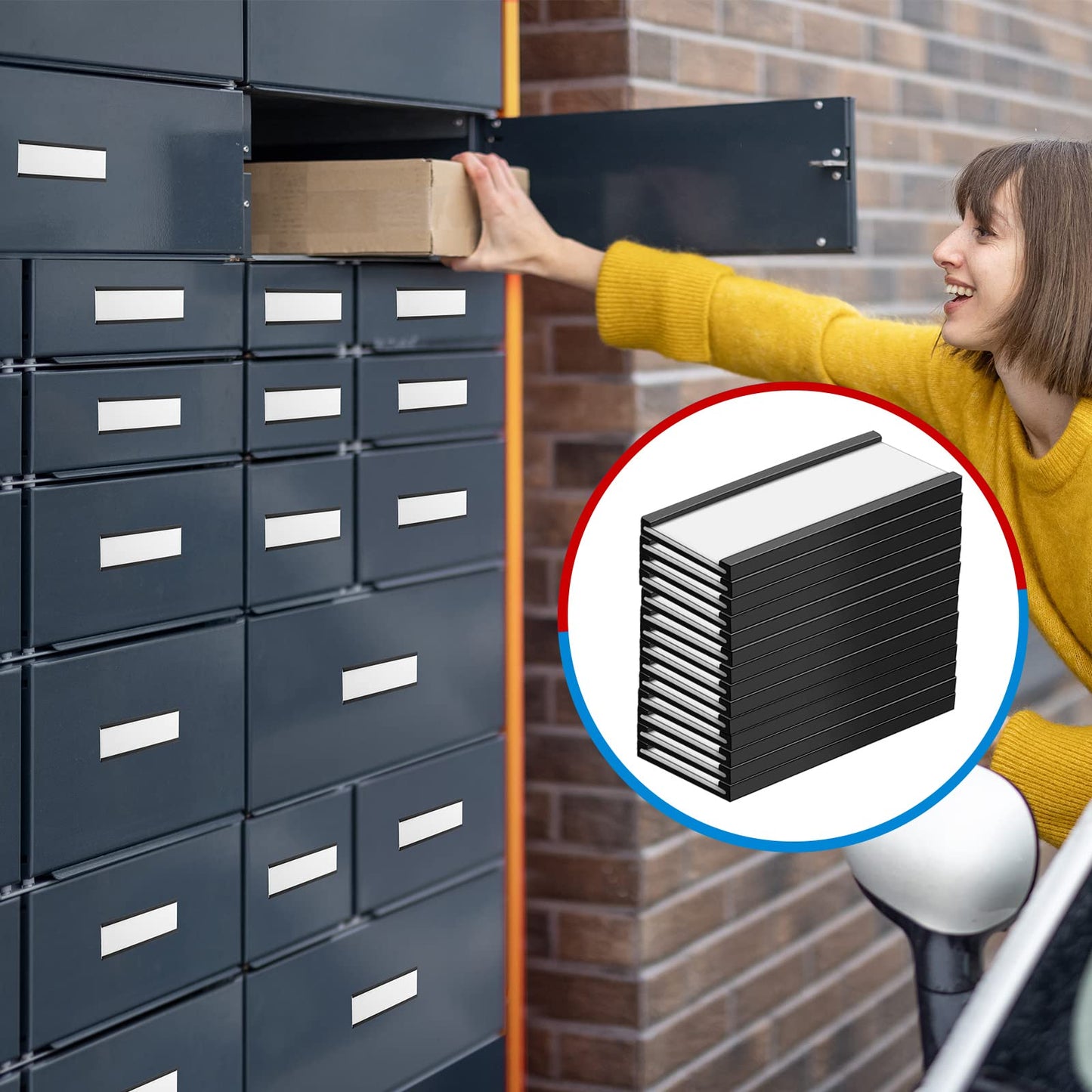 500 Pieces Magnetic Data Card Holders Channel Magnetic Label Holders Labels Racks with Magnets with 500 Protective Films and 1000 Replacement Strips for Metal Racks Shelf Bin (1 x 2 Inch)