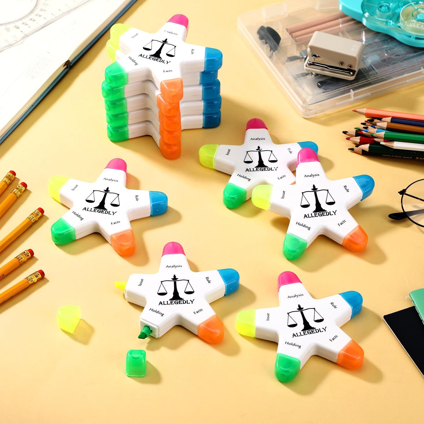 Chivertion 30 Pcs Law School Graduation Gifts Star Shape Briefing Highlighters Brush Affirmation Supplies Inspirational Appreciation Gifts for End of Year Law Students Lawyer Women