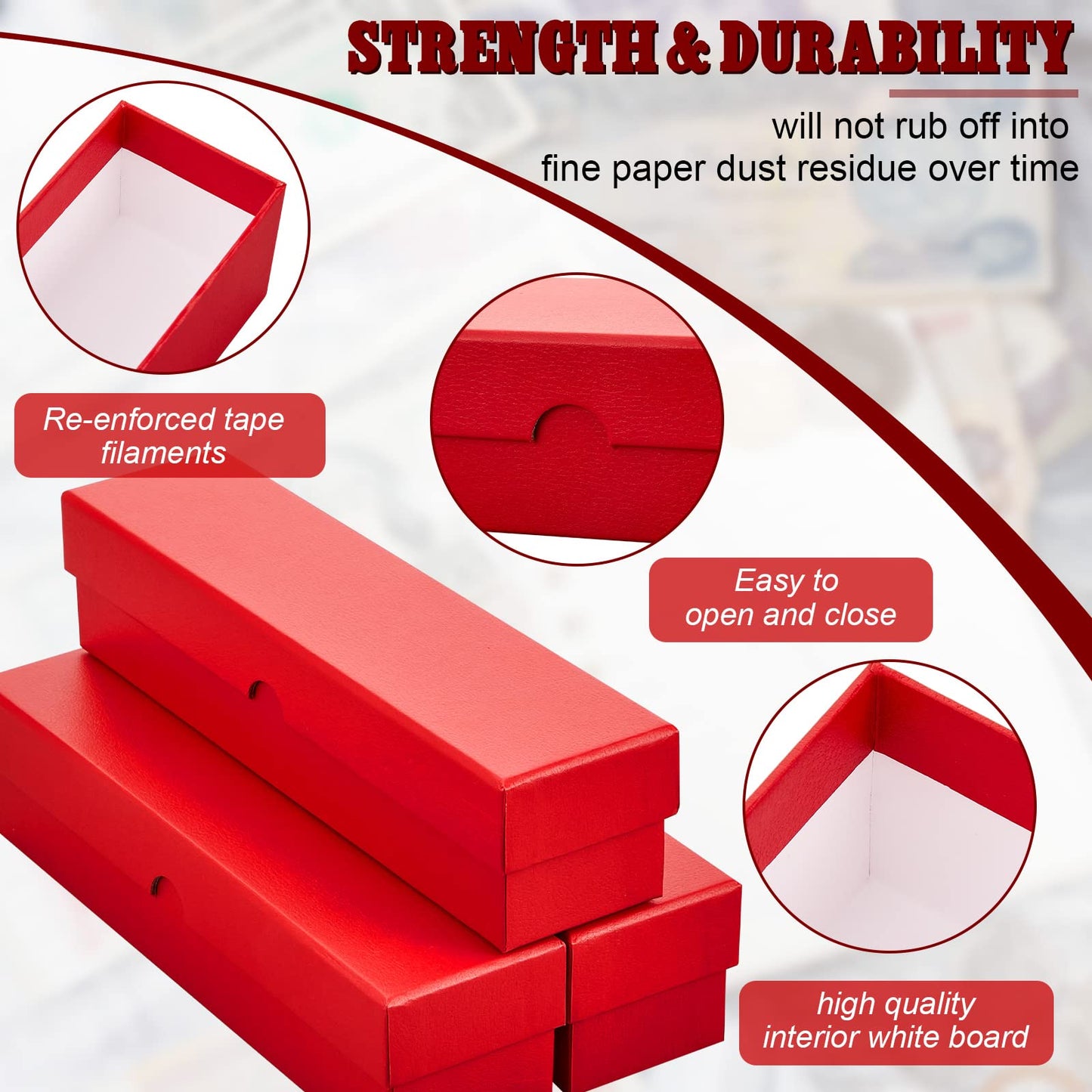 Teling 16 Pcs Coin Storage Box 2x2inch Flip Holders Box Coin Collectors Supplies Holders for Cents Collection Cardboard (9 x 2 x 2 Inches,Red)