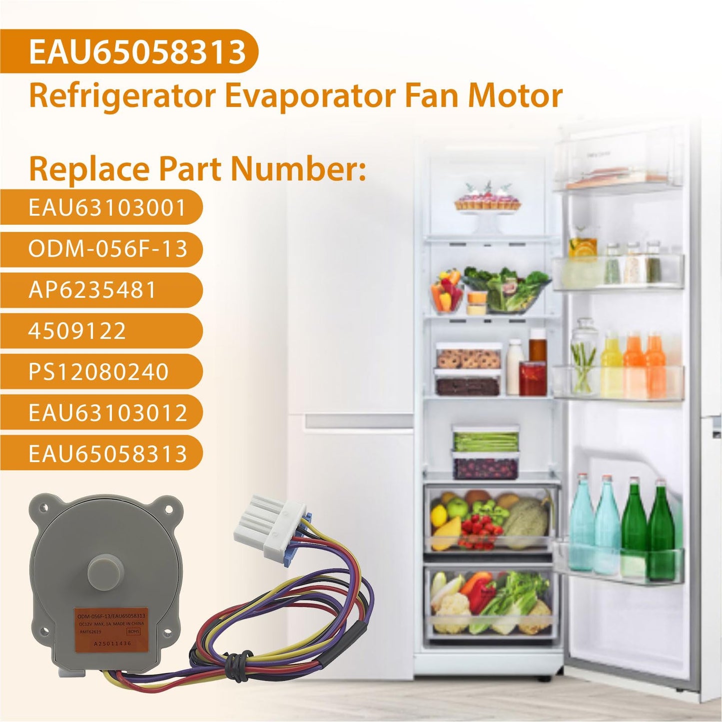 Refrigerator Evapoartor Fan Motor Fit for LG LBNC15231P LBNC15231V LRTLS2403S LTCS20020B LTCS20020S LTCS20020W LTCS20030S LTCS20120S LTCS20120W LTCS20220B LTCS20220S LTCS20220W