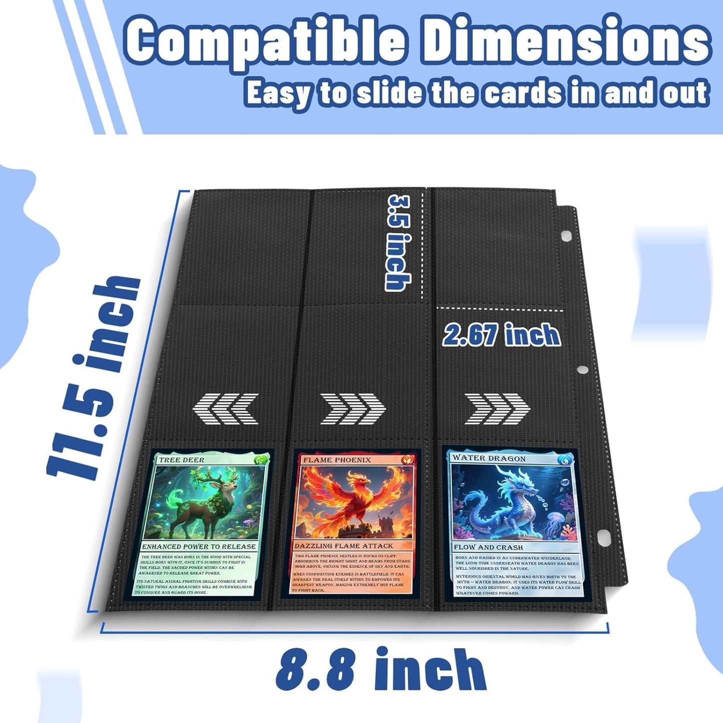 3600 Pockets Trading Card Binder Sleeves, Baseball Card Sleeves Fit for Standard Size Sport Cards, Baseball Card Holder for 3 Ring Binder