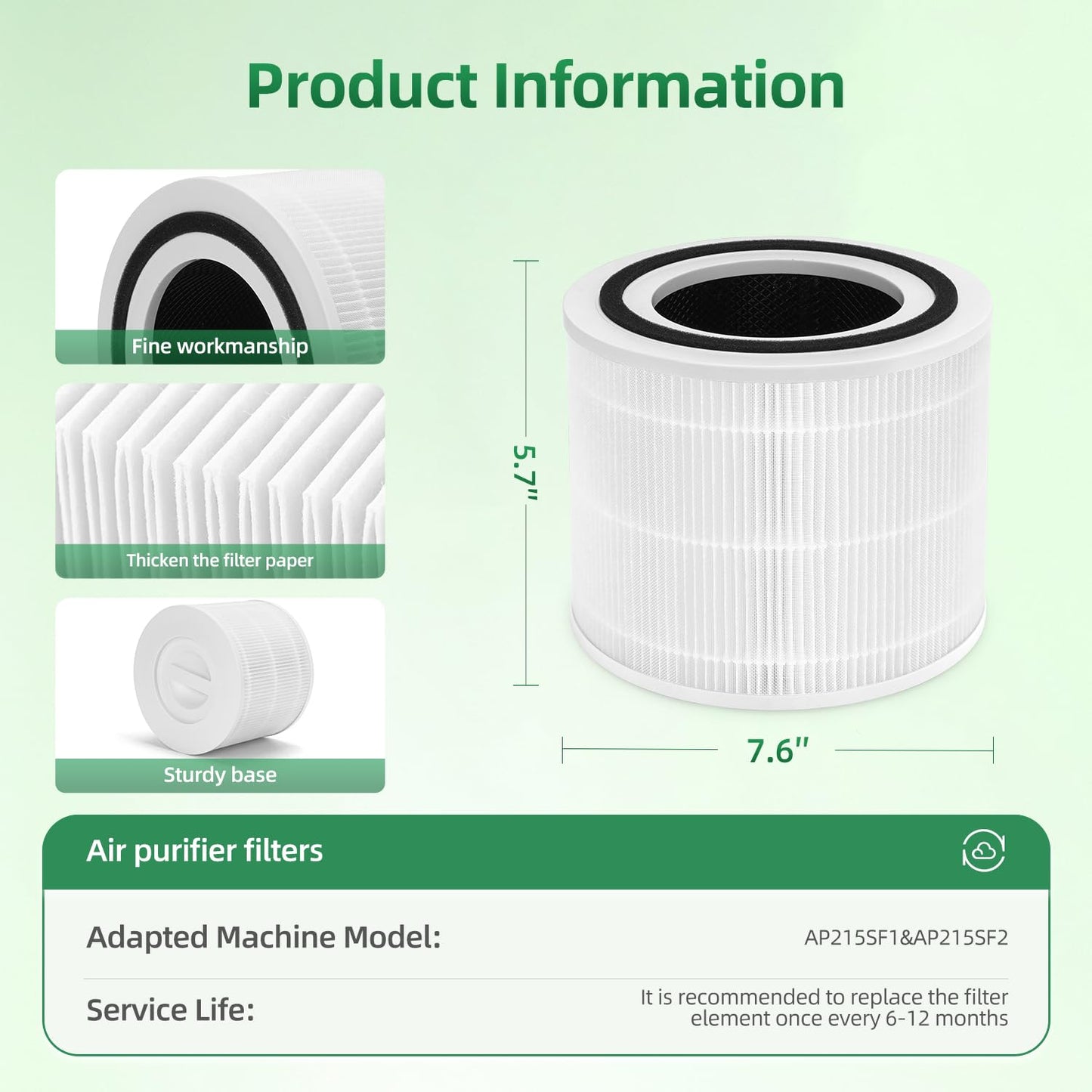 APF-H13 Replacement Filter Compatible with MaxLite AP215SF1 & AP215SF2 Air Purifier, H13 High-Efficiency Activated Carbon and Pre-Filter 2-Pack