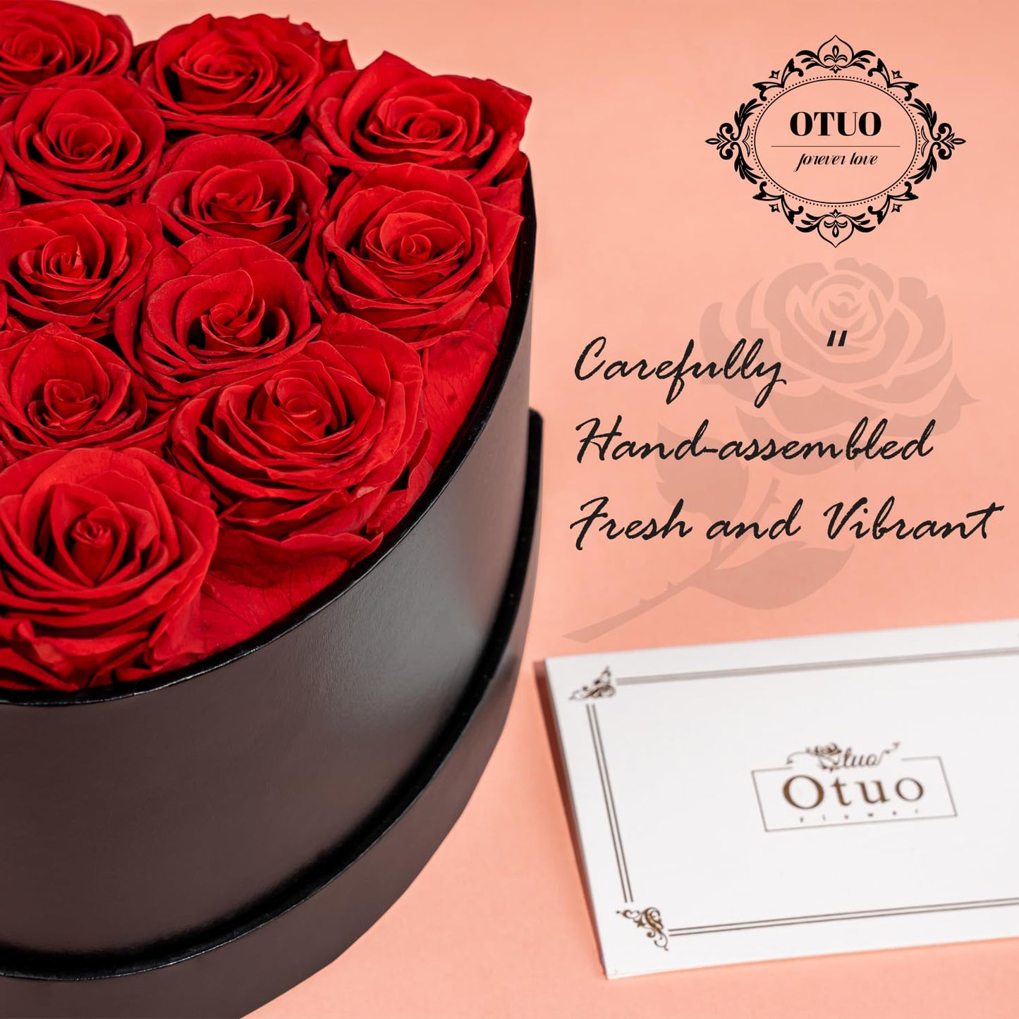 Otuo 16 Preserved Roses in Heart-Shaped Box, Flowers for Delivery Prime Last up 2 Years, Real Forever Flowers for Wife, Girlfriend, Mother, Eternal Roses for Anniversary - Red