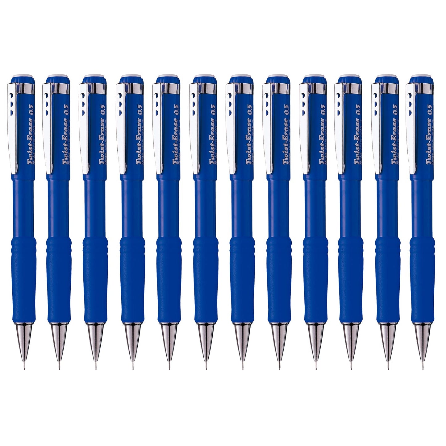 Pentel Twist-Erase III Mechanical Pencil, 0.5mm, Blue Barrel, 12 Pack (QE515C)