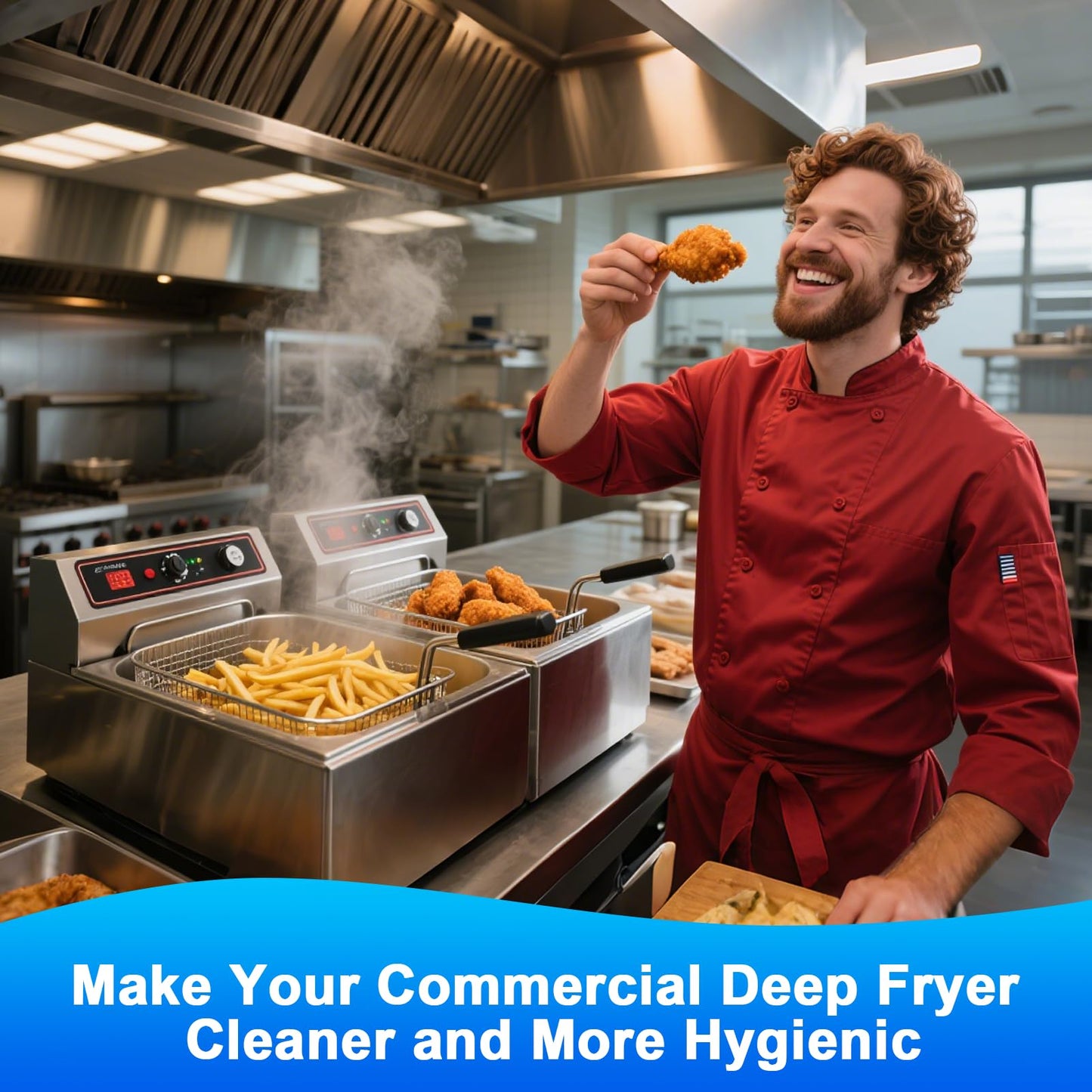 XANGNIER Large Commercial Fryer Cleaning Tools,6 Pcs Stainless Steel Electric Deep Fryer Cleaner Brush for Restaurants,Hotel Kitchen Fryers Deep Cleaning Accessories