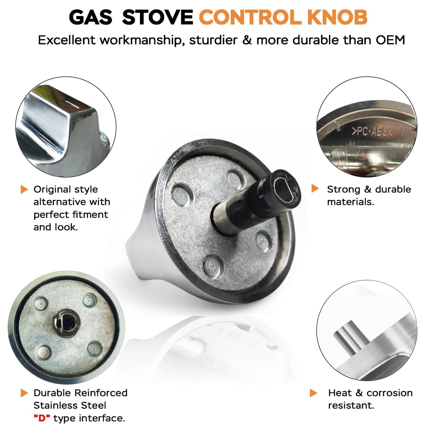 Upgraded (4Pcs) W11517334 Gas Stove Knobs Replacements for Whirlpool WEG515S0FS0/WEG515S0LZ1/WEG745H0FS1 Gas Ranges Oven Burner Cooktop Control Knobs, Replace Part W10850033/W11122869/W11458842