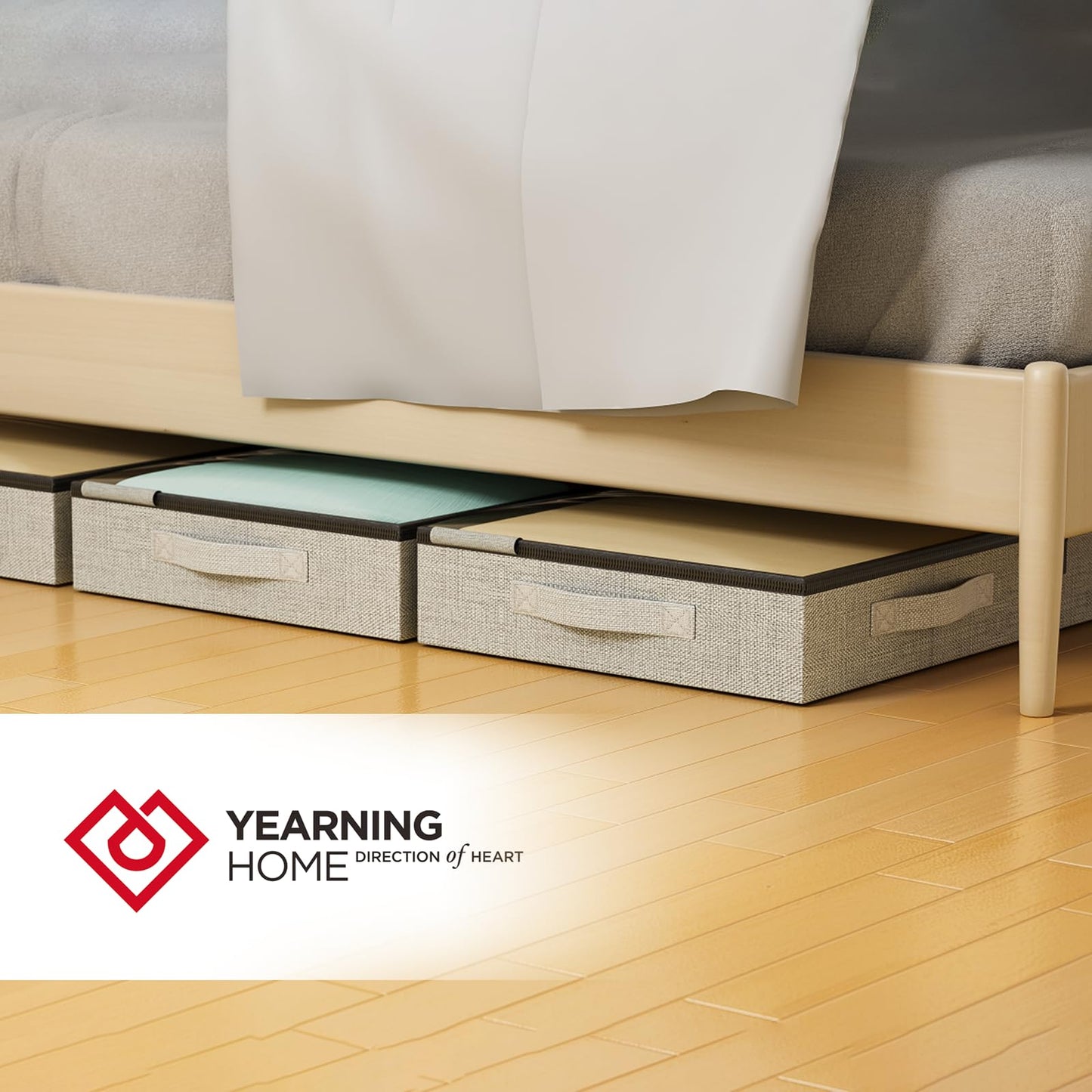 4.5 Inches Under Bed Storage Containers with Sturdy Sidewalls/Bottom and Reinforced Handles，Low Profile Underbed Storage for Clothes,Shoes,Pillows and Blankets with Zips and Clear Windows,4 Pack