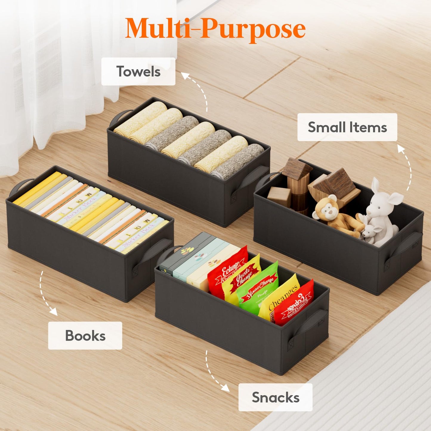 Lifewit DVD Storage Box, Stackable DVD Case Holder Organizer, Foldable DVDs Container with Lid, Handles, Media Organizer Bin 15.7" L x 7.9" W x 5.7" H Holds up to 100 PCS DVDs (25 Each), 4 Pack