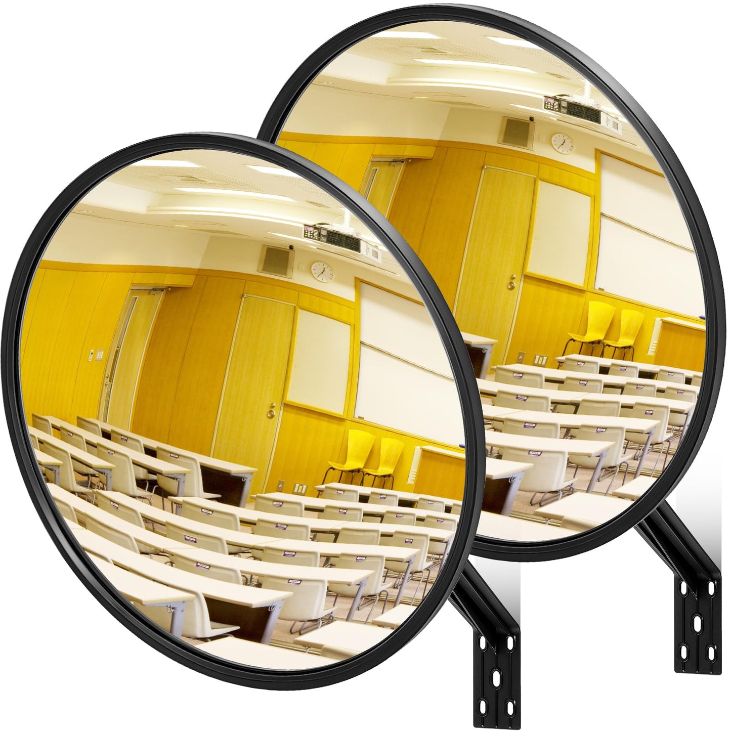 Maitys 2 Pcs Convex Mirror Acrylic Safety Security Traffic Corner Mirrors Adjustable Wide Angle View with Fixing Bracket for Indoor Outdoor Garage School Classroom Warehouse(18 Inch)