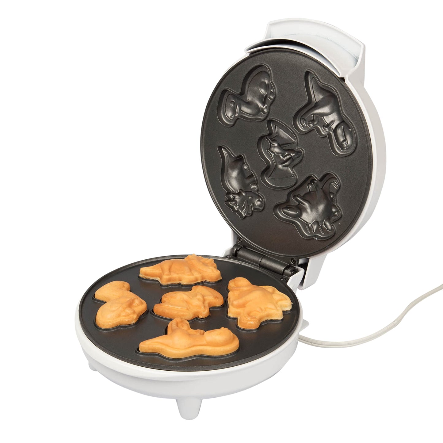 Dinosaur Mini Waffle Maker- Fathers Day Fun, 5 Different Double Sided 3D Shaped Dinos in Minutes- Kid Adult Breakfast w Novelty Pancakes, Electric Baker, Non-Stick Waffler Iron w Recipes, Gift for Him