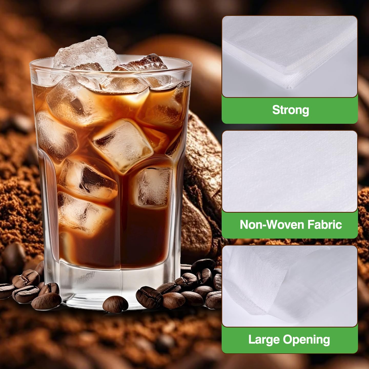 SNAP! Cold Brew Commercial PLA Filter - 50 Count，Disposable Fine Mesh Brewing Bags Commercial Coffee Filters 17''x20'' for Toddy Commercial Coffee Makers, Natural White