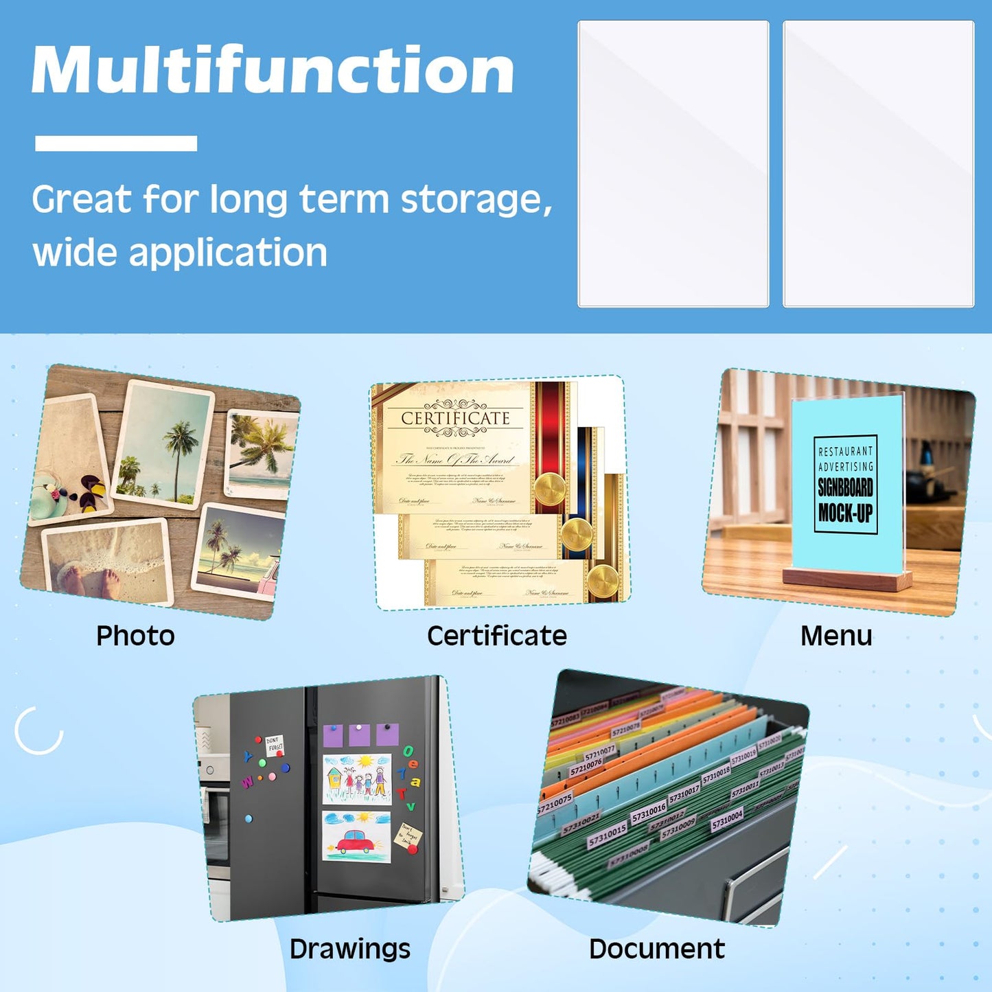 AmazingSpark 2 Pcs Rigid Print Protectors 24 x 36 Inch Clear Poster Protector Sleeve Sheet PVC Clear Sheet Holder for Photo Document Magazine