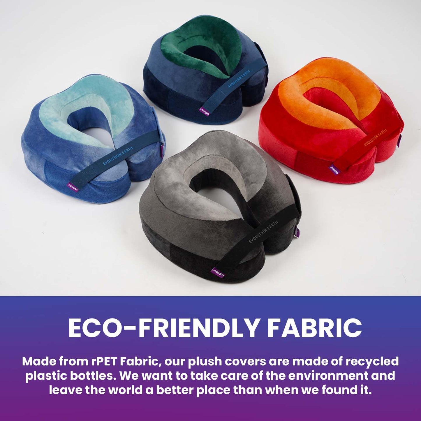 Softest Neck Pillow Ever for Travel – Evolution Earth Deluxe – 360° Head, Neck and Chin Support for Sleeping – Sustainable Memory Foam - Removable, Washable Cover with Compact Carrying Case (Wind)