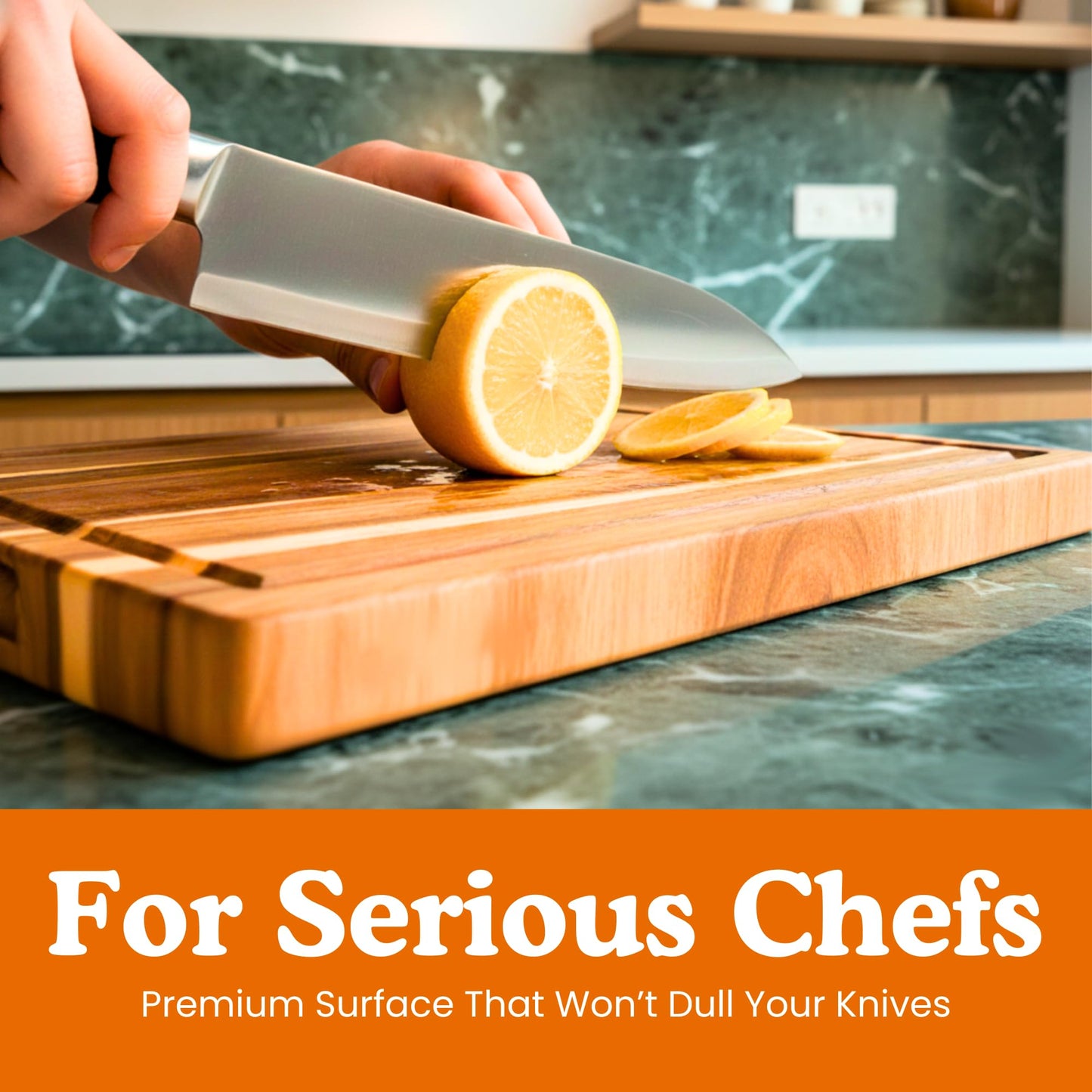 Non Toxic Wood Cutting Board - Conditioned with Natural Beeswax Flaxseed & Lemon Oil - Free of Mineral Oil - Made of FSC Certified Acacia Wood - 16" x 11" Thick Cutting Board by Ziruma