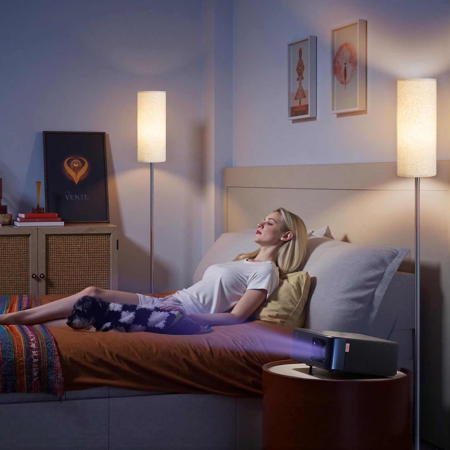 GOEBLESON Set of 2 Dimmable Floor Lamps for Living Room with 2 Remotes and Foot Switch, 64.4”Modern Standing Tall Lamp, Corner Lamp for Bedroom, Bulb Included, 3000K-6500K, Beige Shade E06LDP205W1