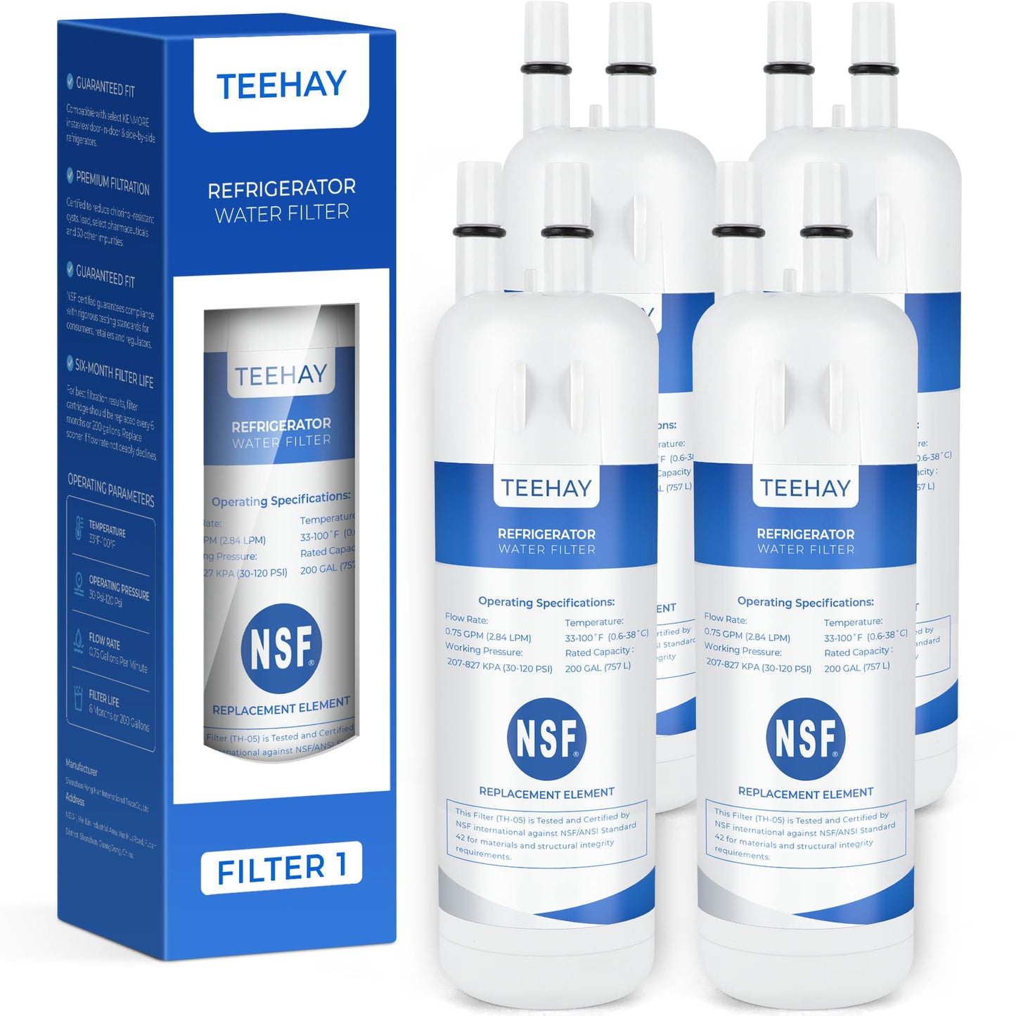TEEHAY 9081 Water Filter Replacement, Compatible with Whirlpool P5WB2L, P4RFWB, Kenmore P4RFKB2, Kenmore 9930, 46-9930, 9081, 46-9081, 9930P, 469930, 04609930000 (4 Pack)