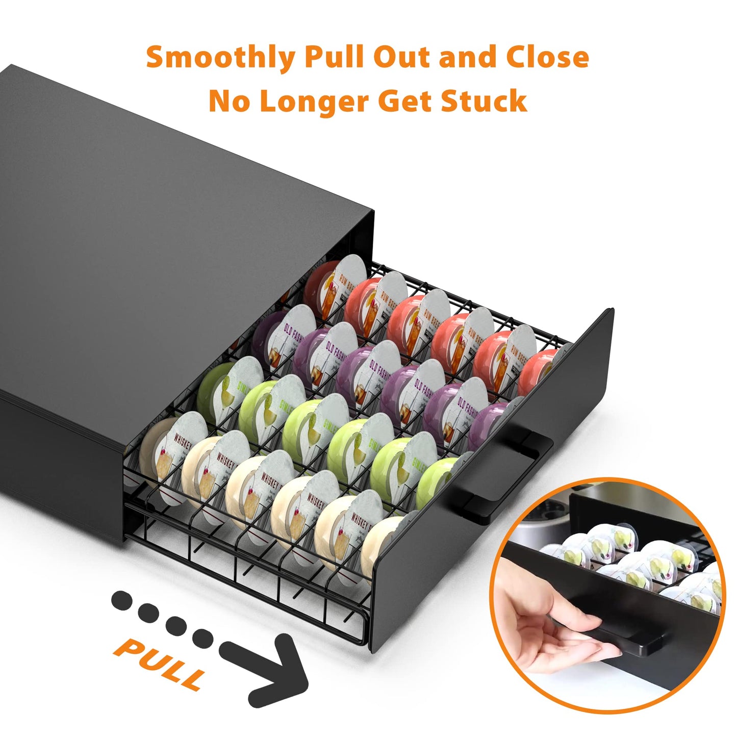 ZECENN Storage Drawer for Bartesian Pods, Cocktail Pod Holder for Bartesian Capsules Compatible with Bartesian Cocktail Machine, Hold 40 Pods, Countertop Organizer Bar Accessories- Black