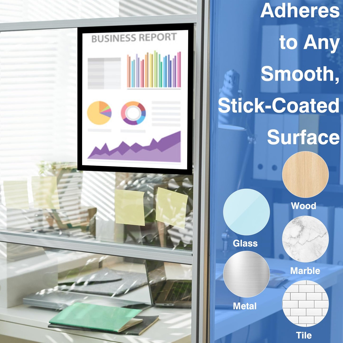 MFoffice Self-Adhesive Magnetic Document Sign Holder 8.5X11'',Black,Pack of 10