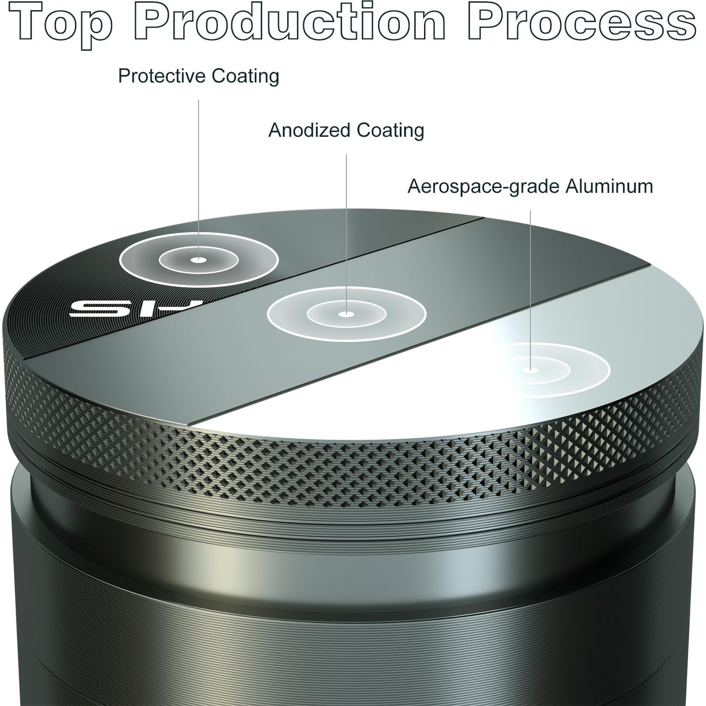 SKROM MYP Grinder, Aluminum Large 3" Spice Grinder (Grey)