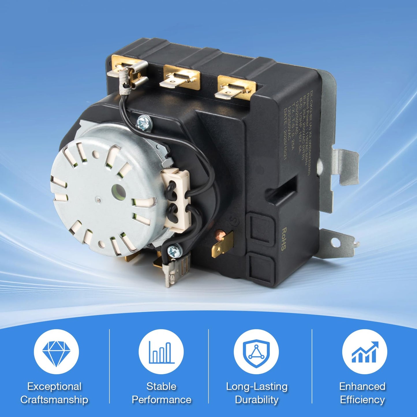 WE04X25280 Dryer Timer Replacement for GE & Hotpoint Electric/Gas Dryers, OEM Timer Switch Control Compatible with TMD1EM35, 234D2377P005, Replaces 4467035, AP6032628