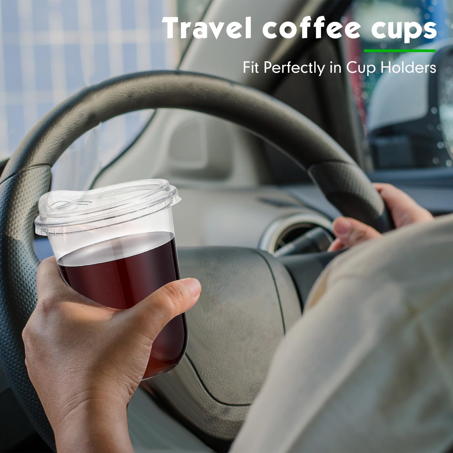 Baderke Clear Plastic Cups with Strawless Sip Lids Disposable Round Bottom Togo Cups for Coffee Smoothie Cold Beverage Coffee Shops and Party Catering(16 oz,50 Pcs)